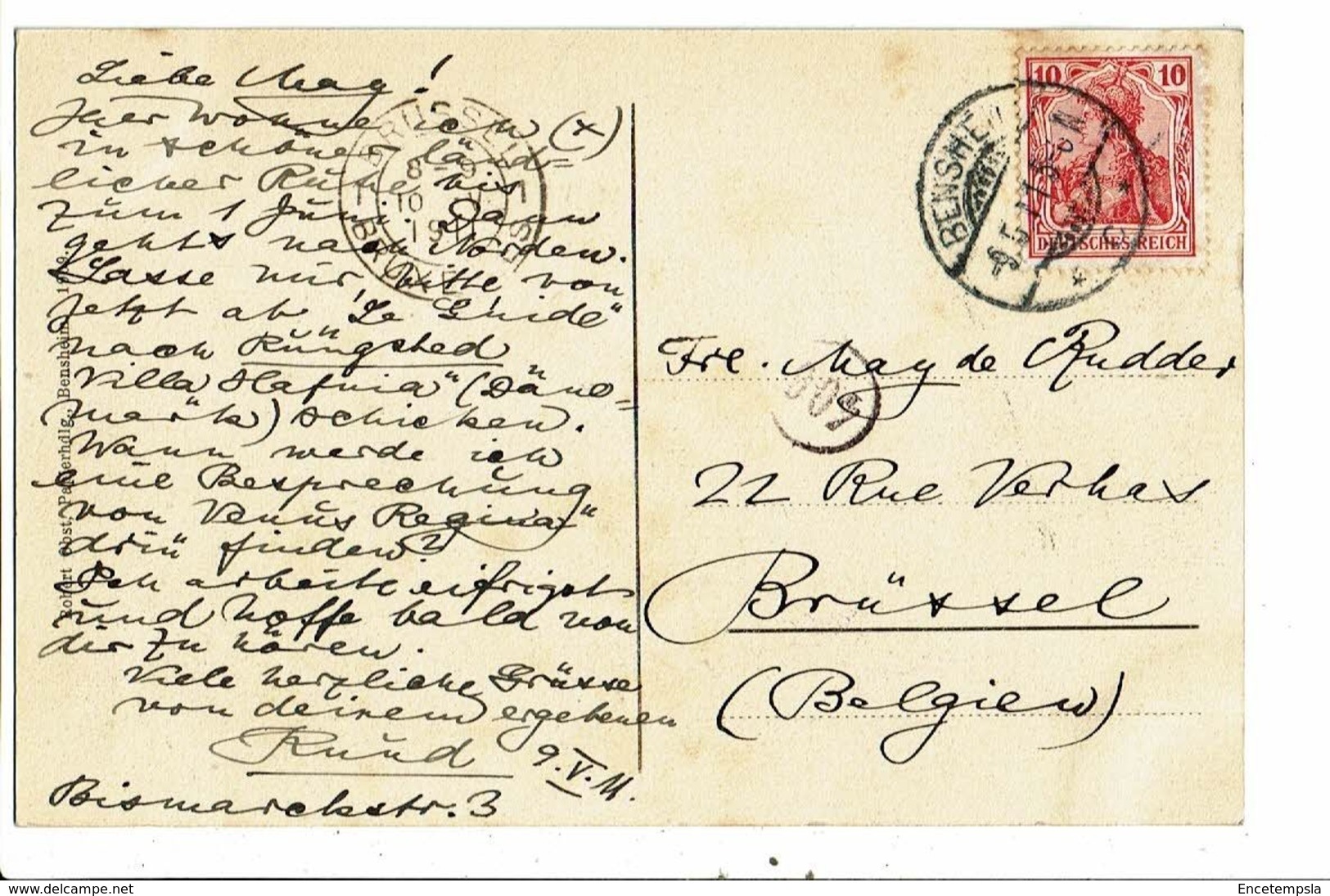 CPA-Carte Postale-Germany- Bensheim-a. D. Bergstraße- Ernst Ludwigstrasse U. Bismarckstrasse-1911 VM18285 - Bensheim