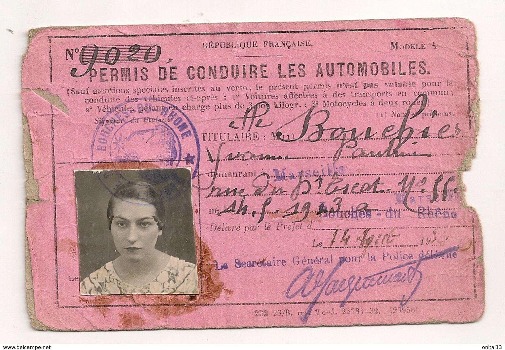 2 PERMIS DE CONDUIRE LES AUTOMOBILES / TIMBRES FISCAUX  C655 - Voitures