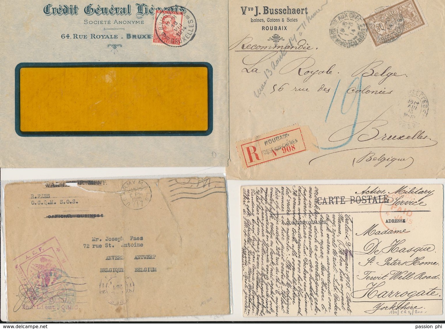 BELGIUM UK WW1 COVERS PC SELECTION