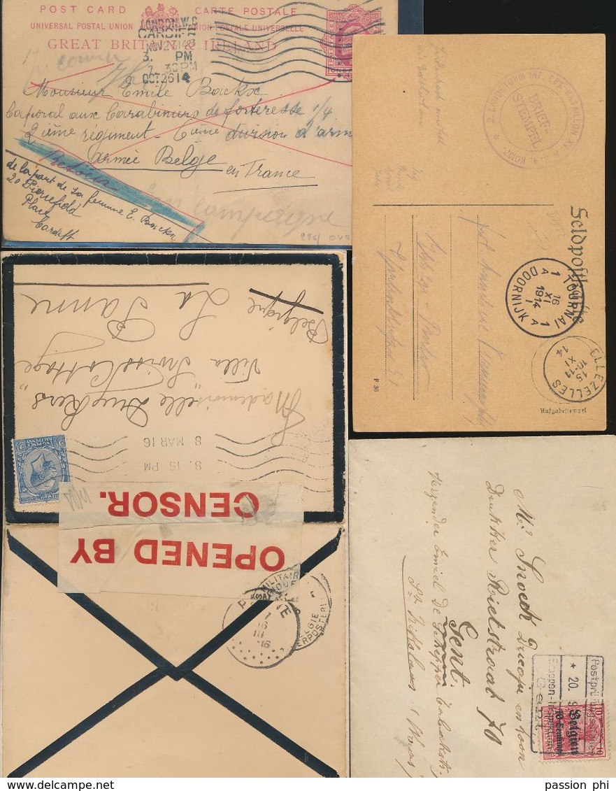 BELGIUM UK WW1 COVERS PC SELECTION