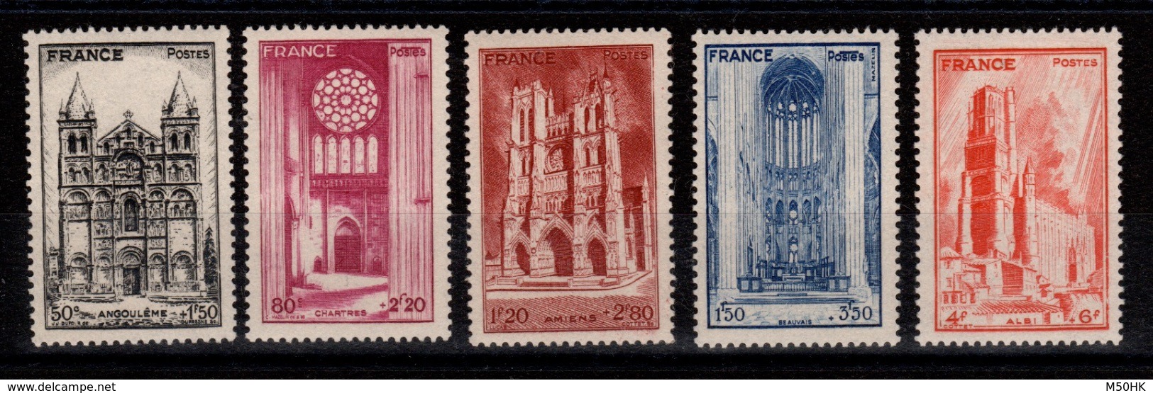 Cathedrales YV 663 à 667 N* (infime Trace) Cote 3,50 Euros - Unused Stamps