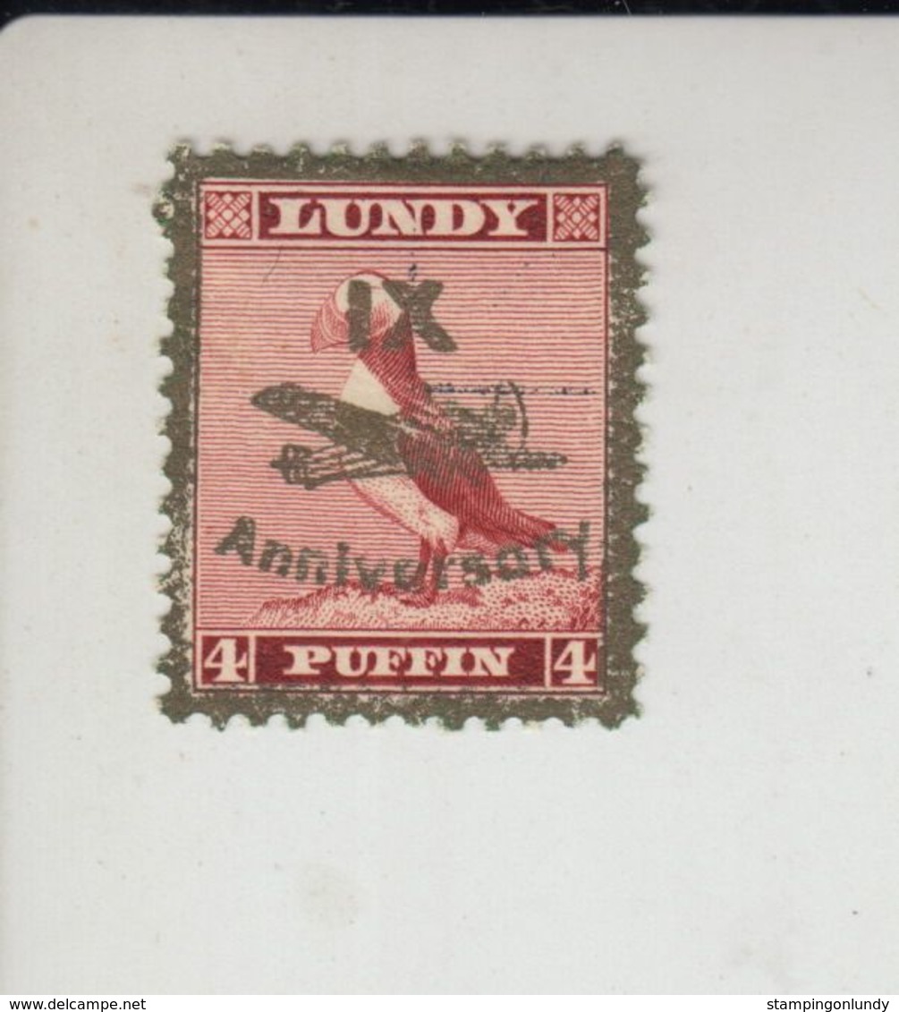 #19 Great Britain Lundy Puffin Stamps 1943 IX Anniversary 4p Overprint Used - Local Issues