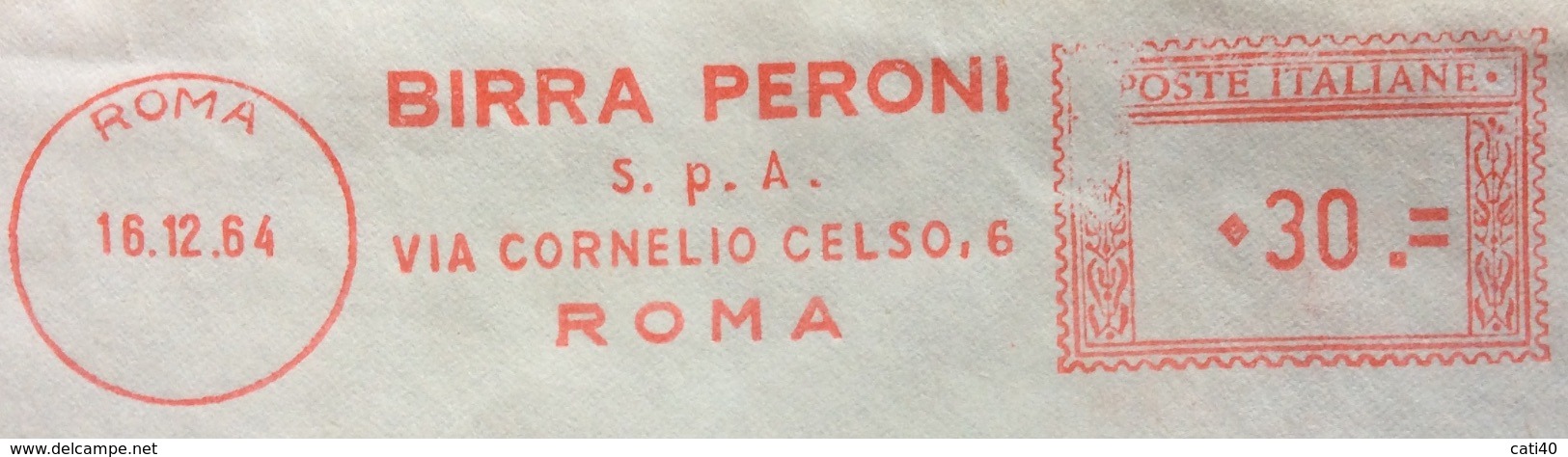BIRRA - AFFRANCATURA ROSSA  - BIRRA PERONI S.p.A. ROMA - MARCHIO BIRRA PERONI ROMA - 1946-60: Poststempel