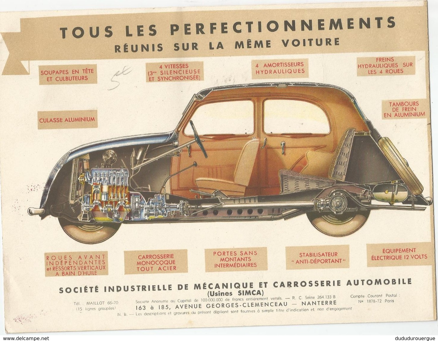 AUTOMOBILE : SIMCA 8 , SIMCAVITE - Publicités