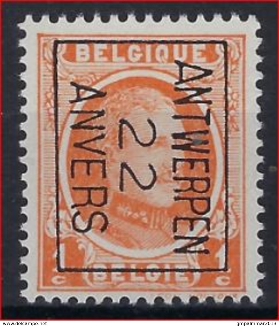 HOUYOUX Nr. 190 België Typografische Voorafstempeling Nr. 66 B  ANTWERPEN  22  ANVERS  ! - Typos 1922-31 (Houyoux)