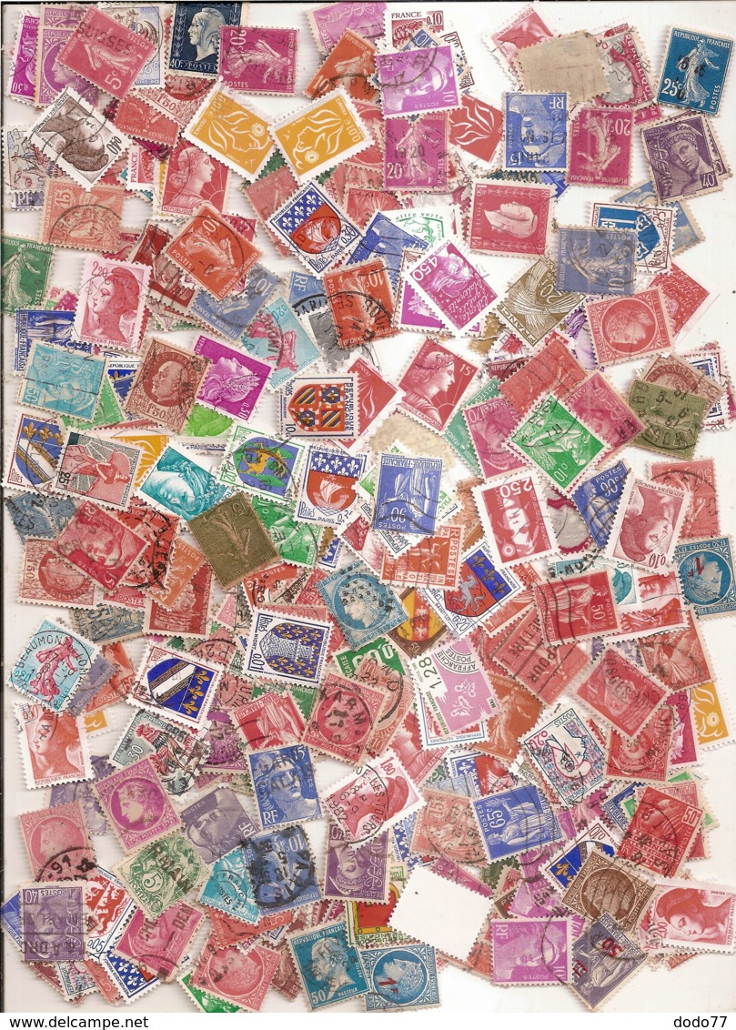 LOT 2000 TIMBRES FRANCE PETITS FORMATS OBLITERES - Mezclas (min 1000 Sellos)