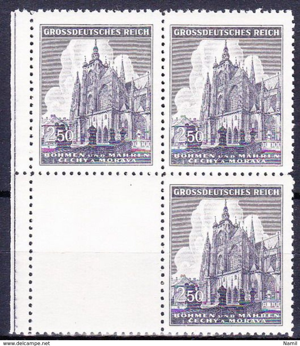 Boheme Et Moravie 1944 Mi 141 (Yv 120), (MNH)** Bloc De 4 Avec Vignette - Unused Stamps