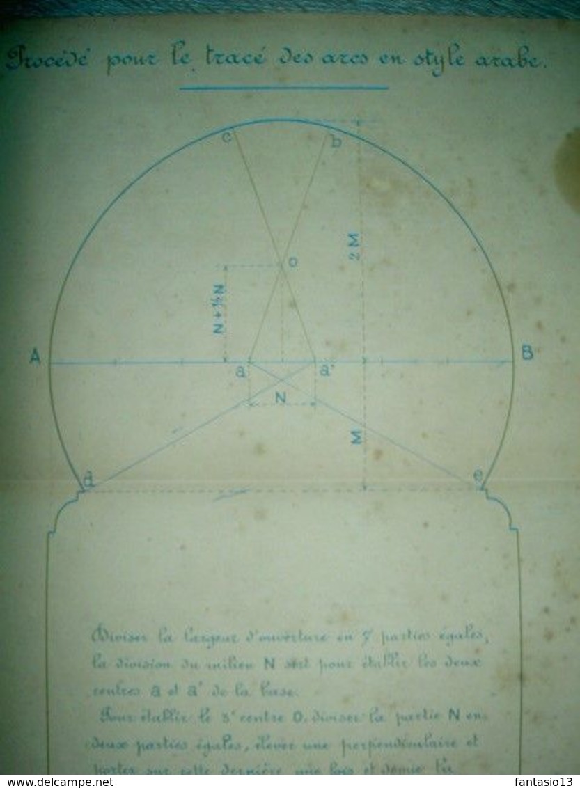 Procédé Pour Le Tracé Des Arcs En Style Arabe  /   Dessin De  Crouzet Tunis Juillet 1906 / Architecture - Andere & Zonder Classificatie