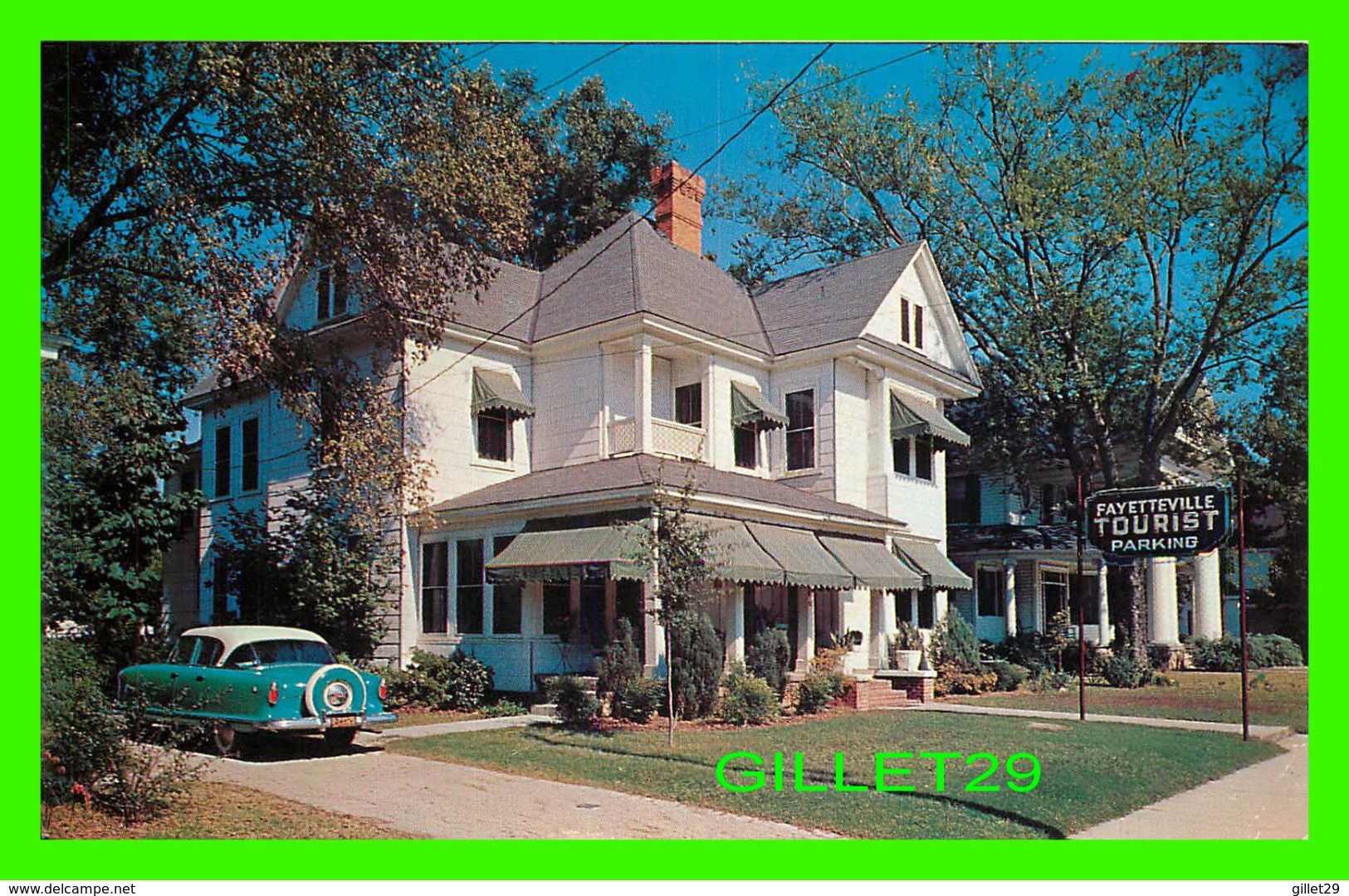 FAYETTEVILLE, NC - FAYETTEVILLE TOURIST HOME - TRAVEL IN 1957 - ANIMATED WITH OLD CAR - DEXTER PRESS INC - - Fayetteville