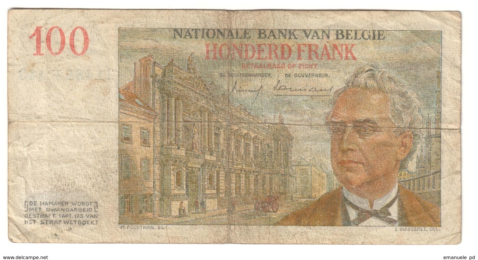Belgium 100 Francs 28/07/1958 - 100 Franchi