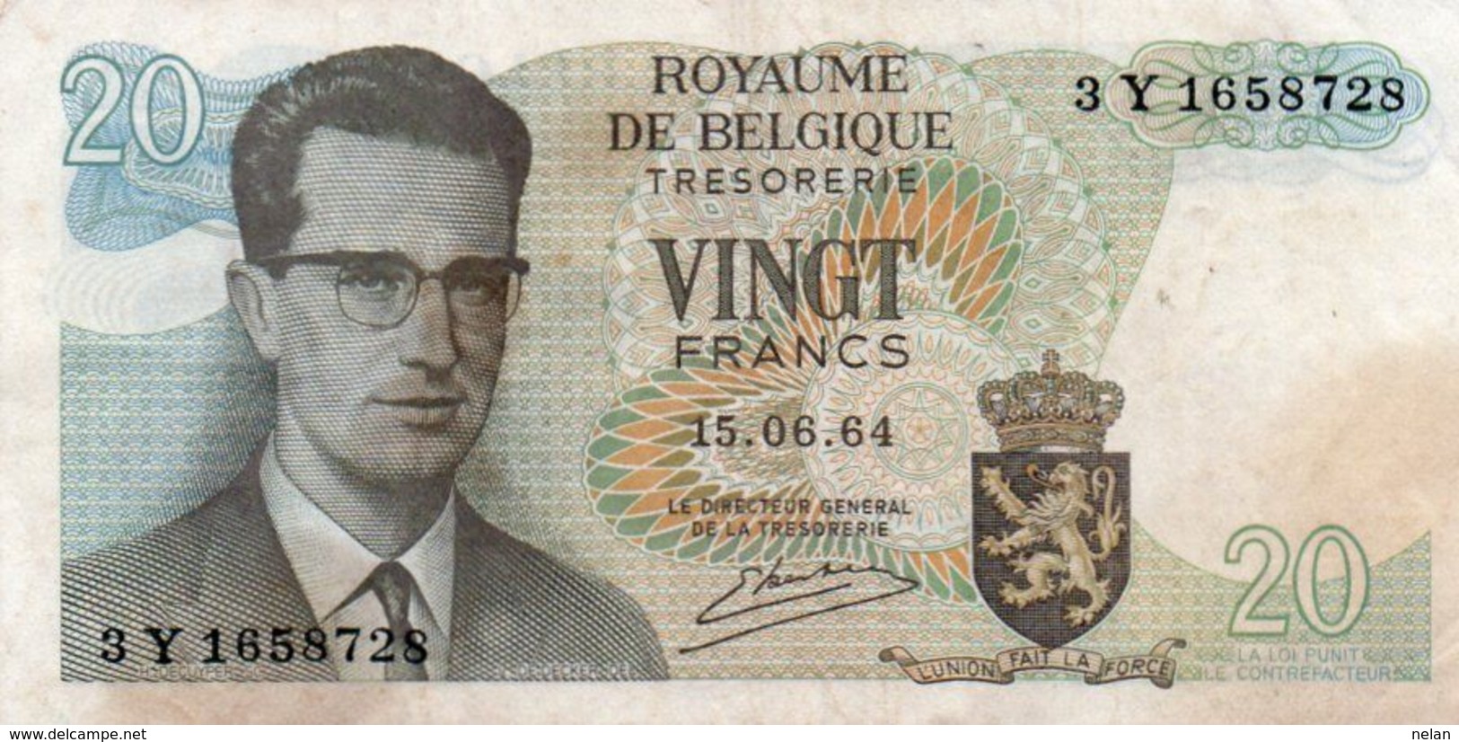 BELGIO-20 FRANCS-1964  P-138a - 20 Franchi