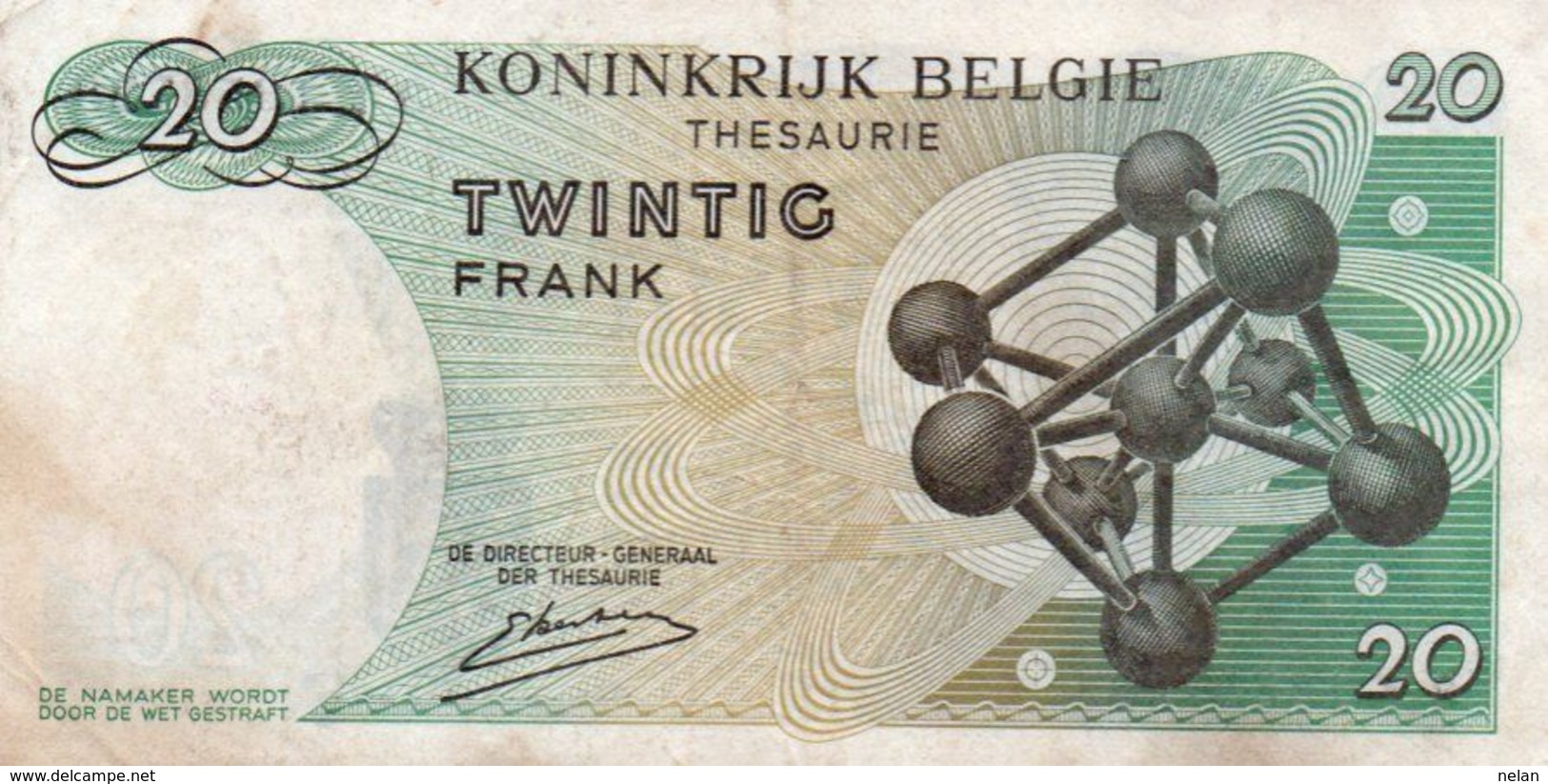 BELGIO-20 FRANCS-1964  P-138a - 20 Francos