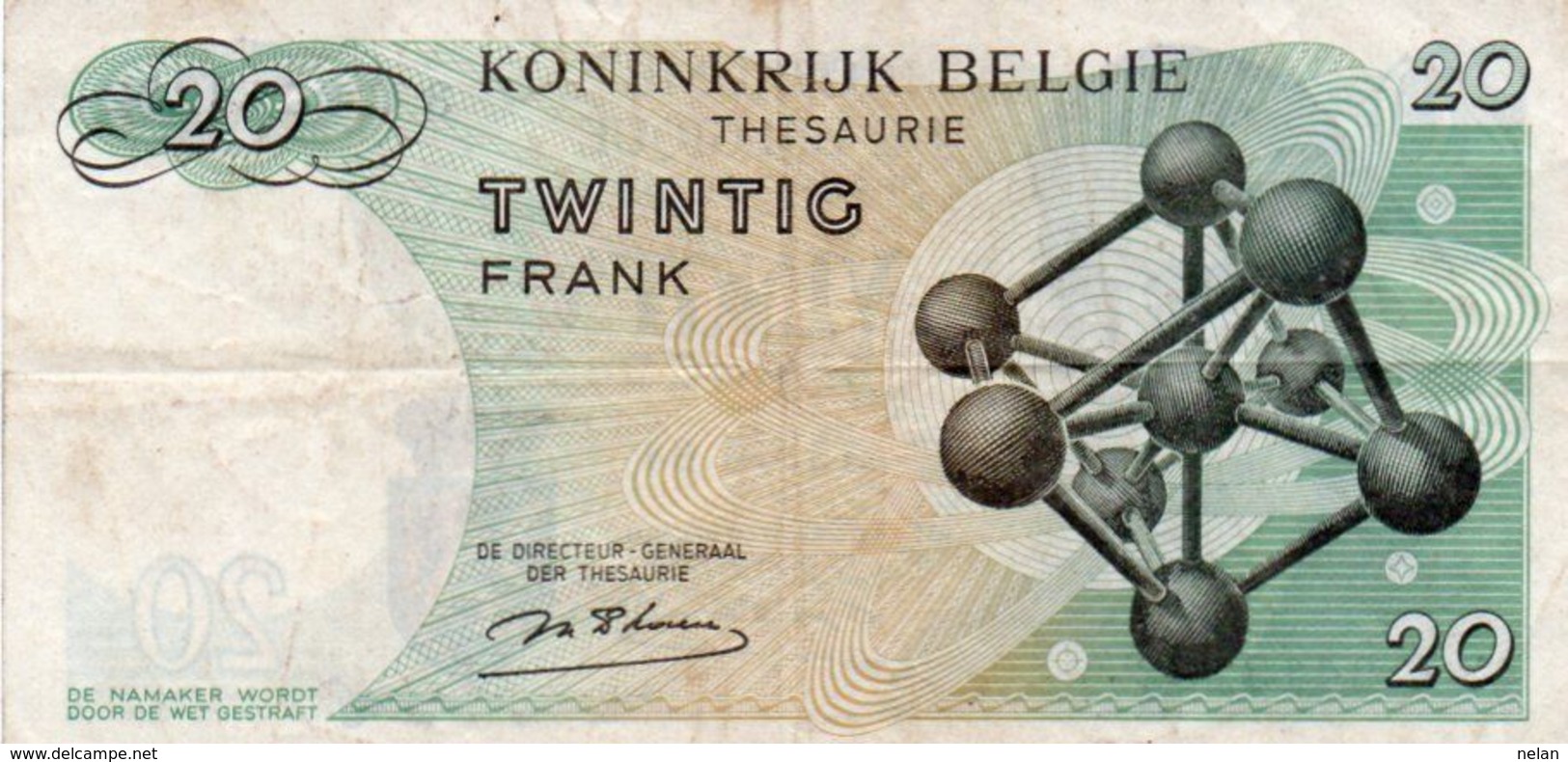 BELGIO-20 FRANCS-1964  P-138a1 - 20 Francs