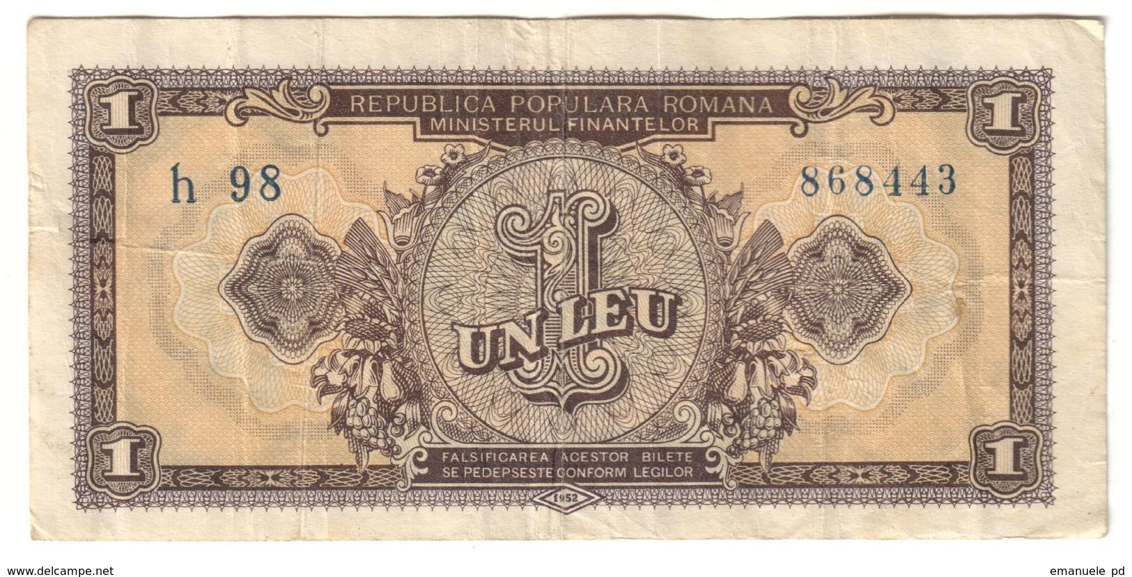 Romania 1 Leu 1952 - Rumania