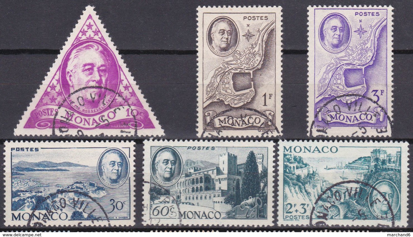 Monaco  1946 Hommage Au Président F D Roosevelt N°295/300 Oblitéré - Used Stamps
