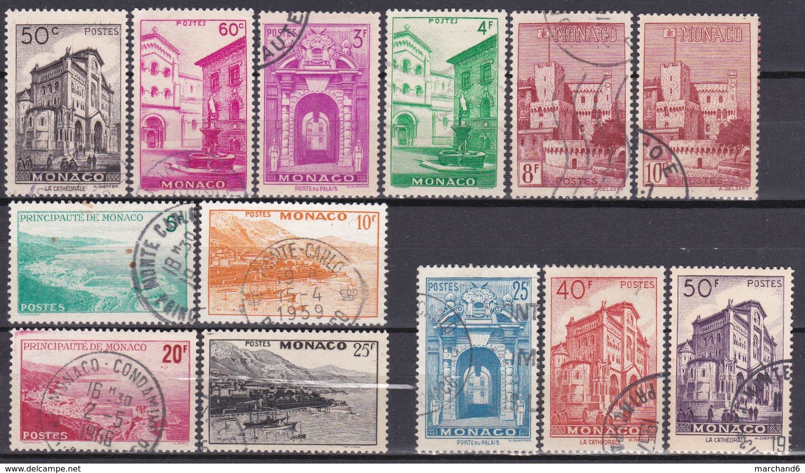 Monaco  1948-49 Vues De La Principauté N°307/313C Oblitéré - Used Stamps