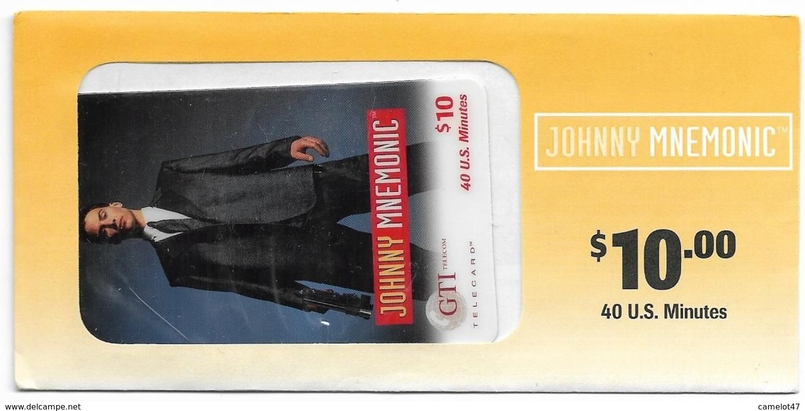 GTI  U.S.A., Movies, Johnny Mnemonic, $10, Prepaid Phone Card, PROBALY SAMPLE, # Gtim-47 - Cinema