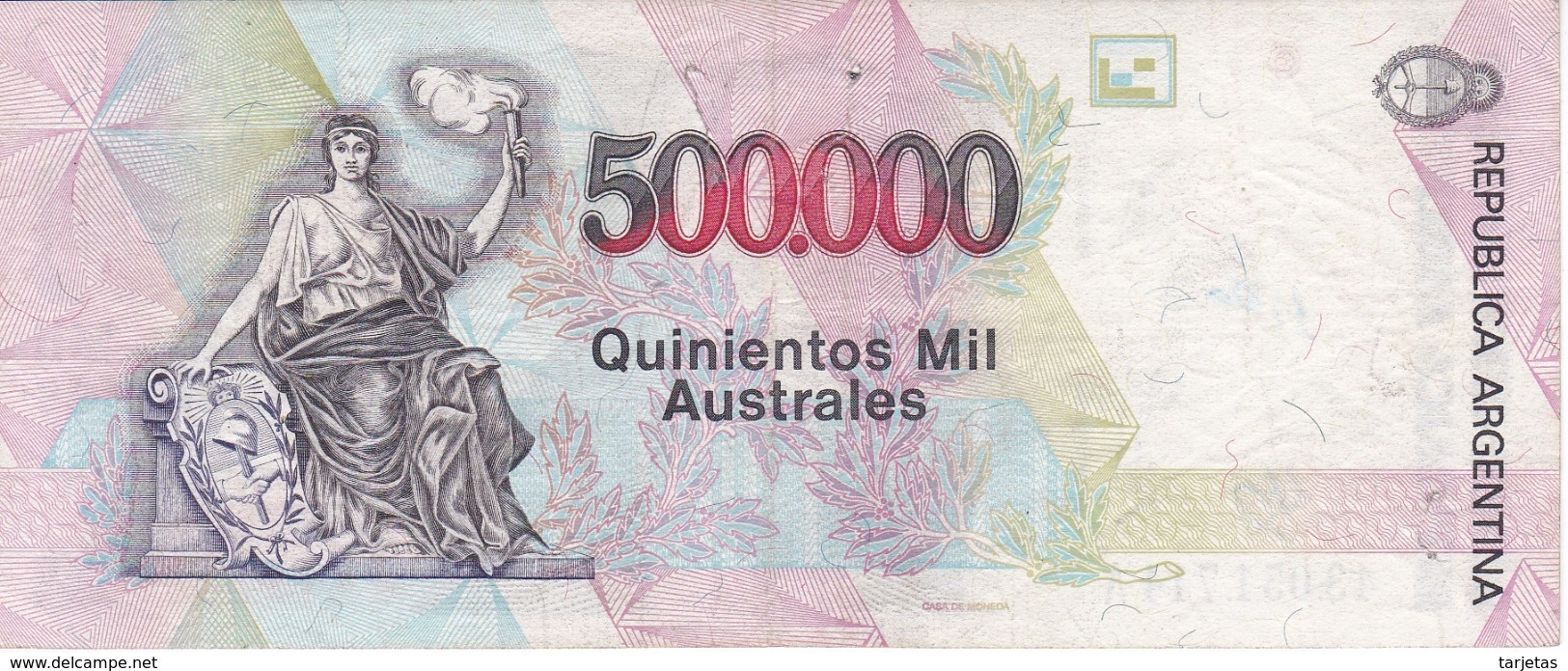 BILLETE DE ARGENTINA DE 500000 AUSTRALES DEL AÑO 1991 (BANKNOTE) - Argentina