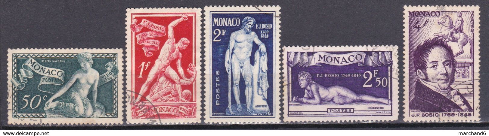 Monaco  1948 A La Mémoire Du Sculpteur F J Bosio N°314/318 Oblitéré - Used Stamps