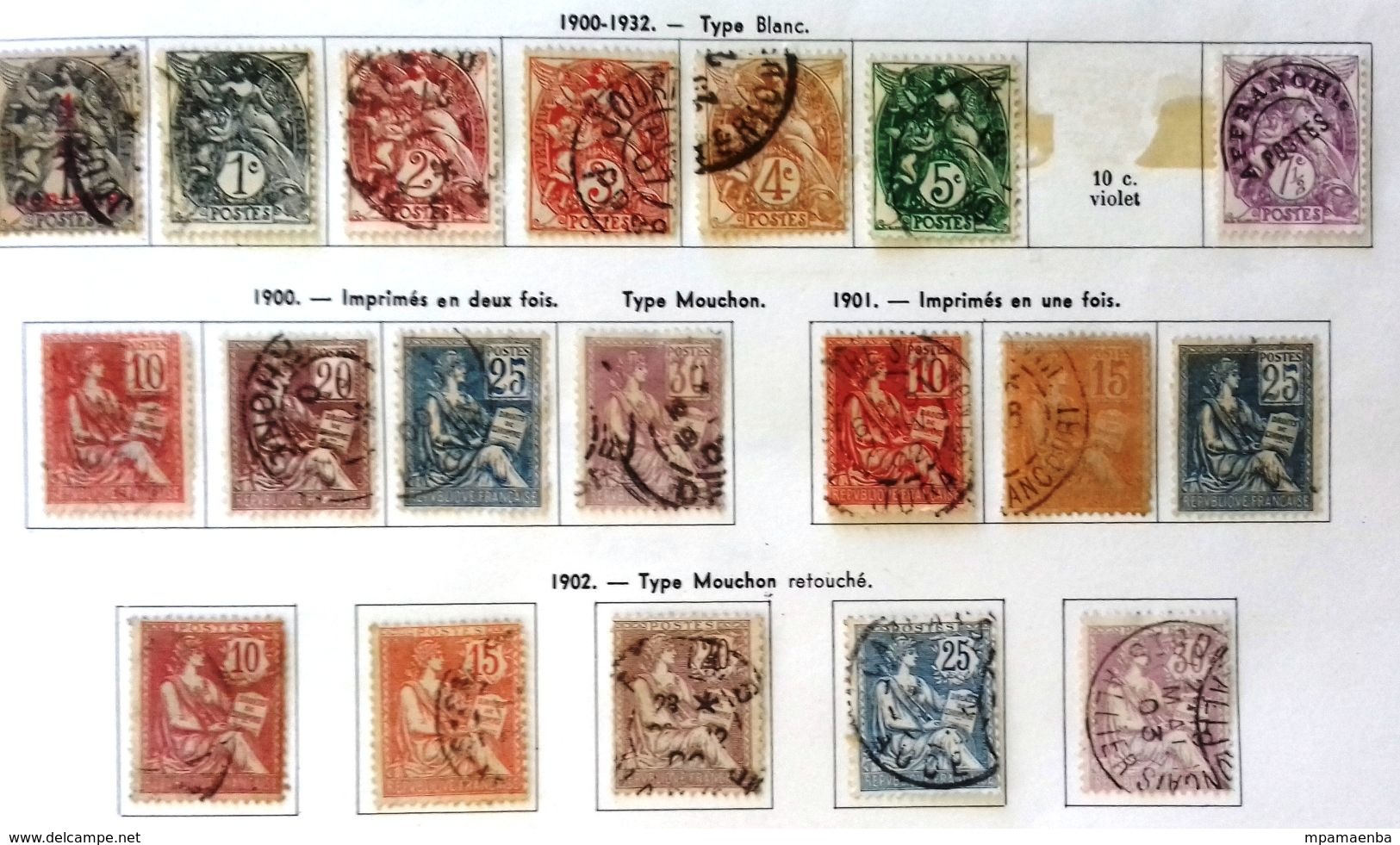 AlbumThiaude, timbres oblitérés.