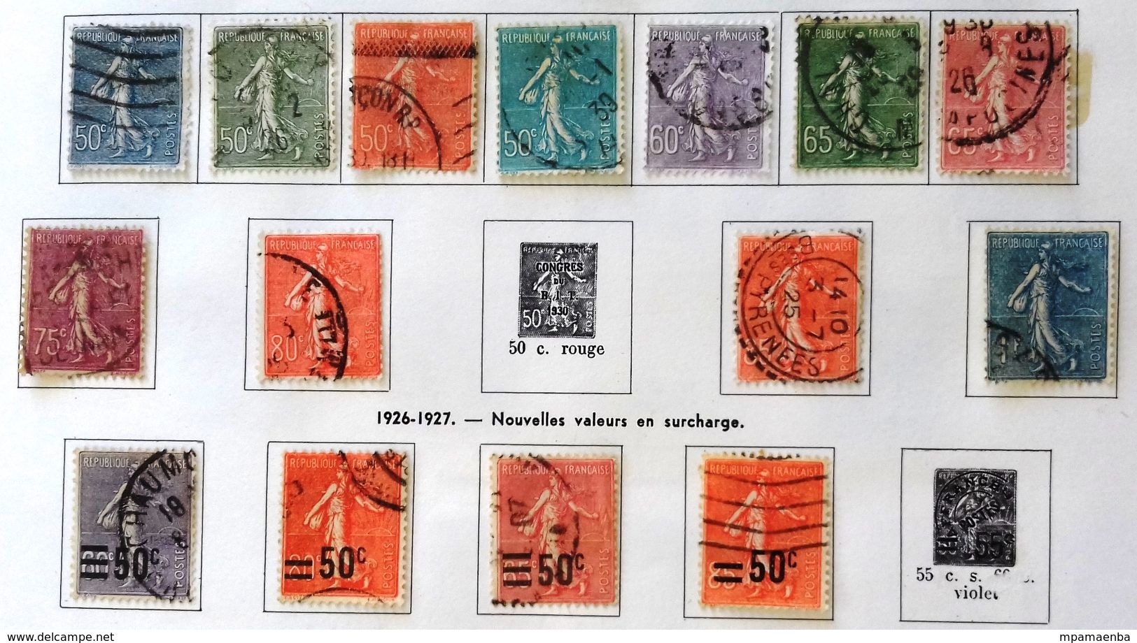 AlbumThiaude, timbres oblitérés.