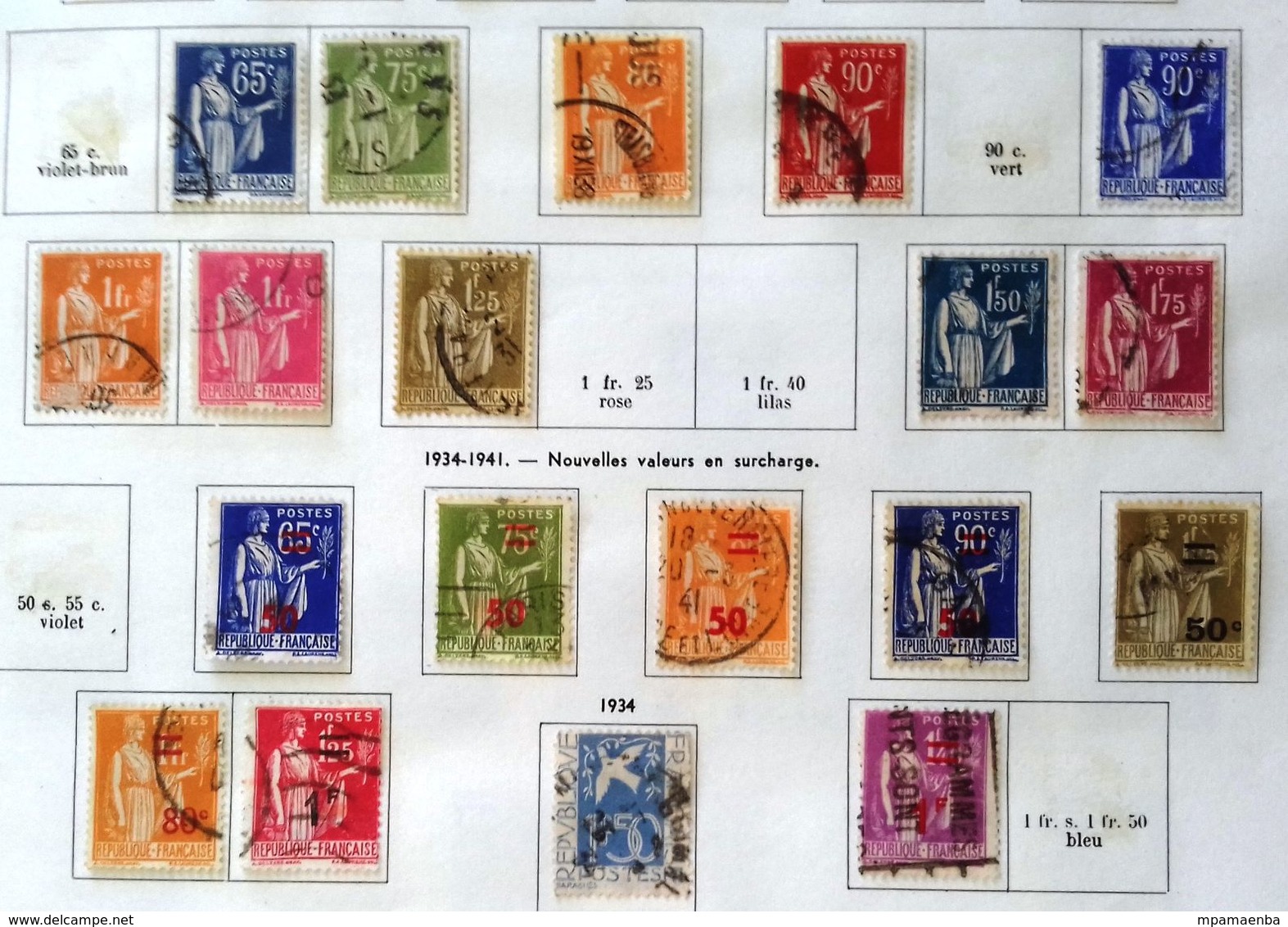 AlbumThiaude, timbres oblitérés.