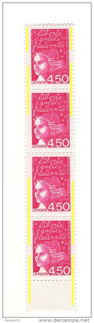 Luquet 4fr50 Rose YT 3096 Type I Bande De 4 Avec Avec Saut De Phosphore Et Phosphore à Cheval 50/50 . Superbe, Voir Scan - Unused Stamps