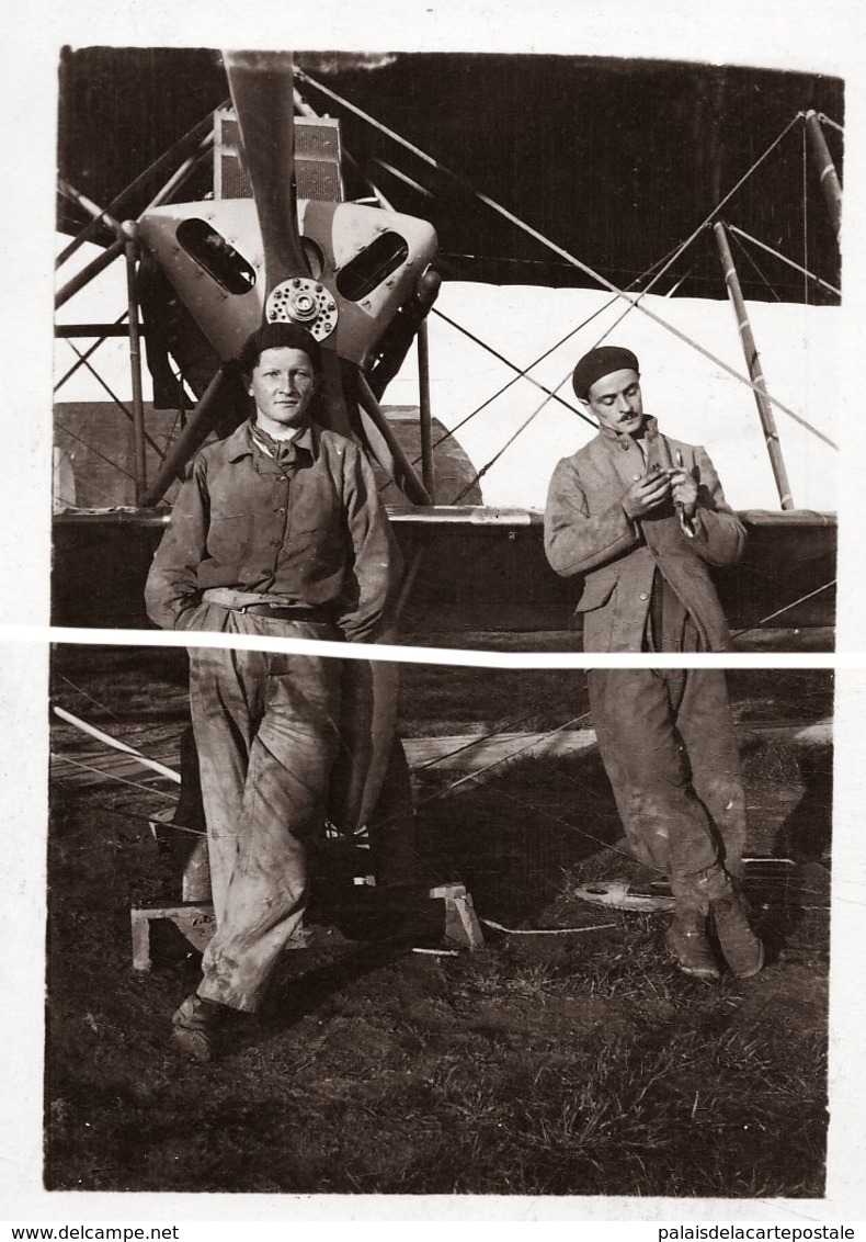 AEROPLANE ALENTOURS DE REIMS CHAMPAGNE (tirage Photo Moderne D Aprés Plaque Photo Anciennes ) - Aviateurs