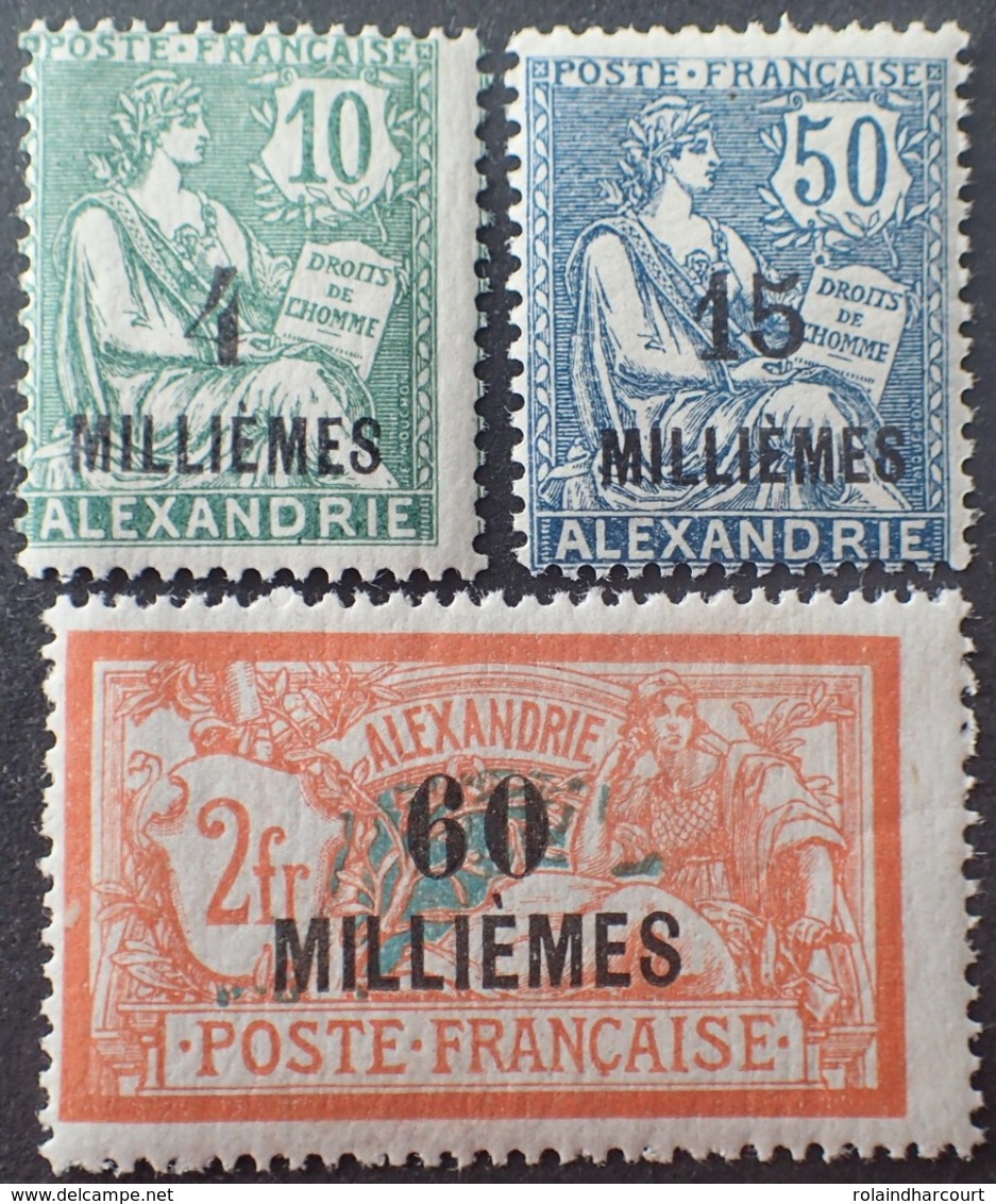 R1598/27 - 1921/1923 - COLONIES FR. - ALEXANDRIE - SERIE COMPLETE - N°61 à 63 NEUFS** - Nuovi