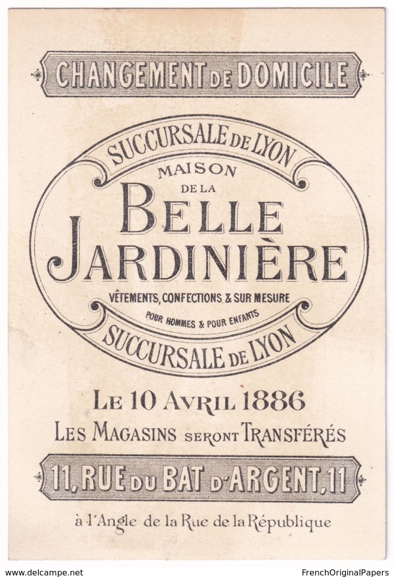 Rare Chromo Dorée 1886 Lith. Sicard Belle Jardinière Lyon Habit Mode Costume - Victorian Trade Card Fashion Suit A36-43 - Other & Unclassified