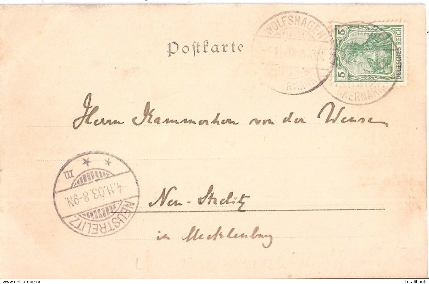 WOLFSHAGEN Uckerland Uckermark Schloß Autograf Adel Besitzer An Kammerherrn Von Der Wensen 4.11.1903 Neustrelitz - Prenzlau