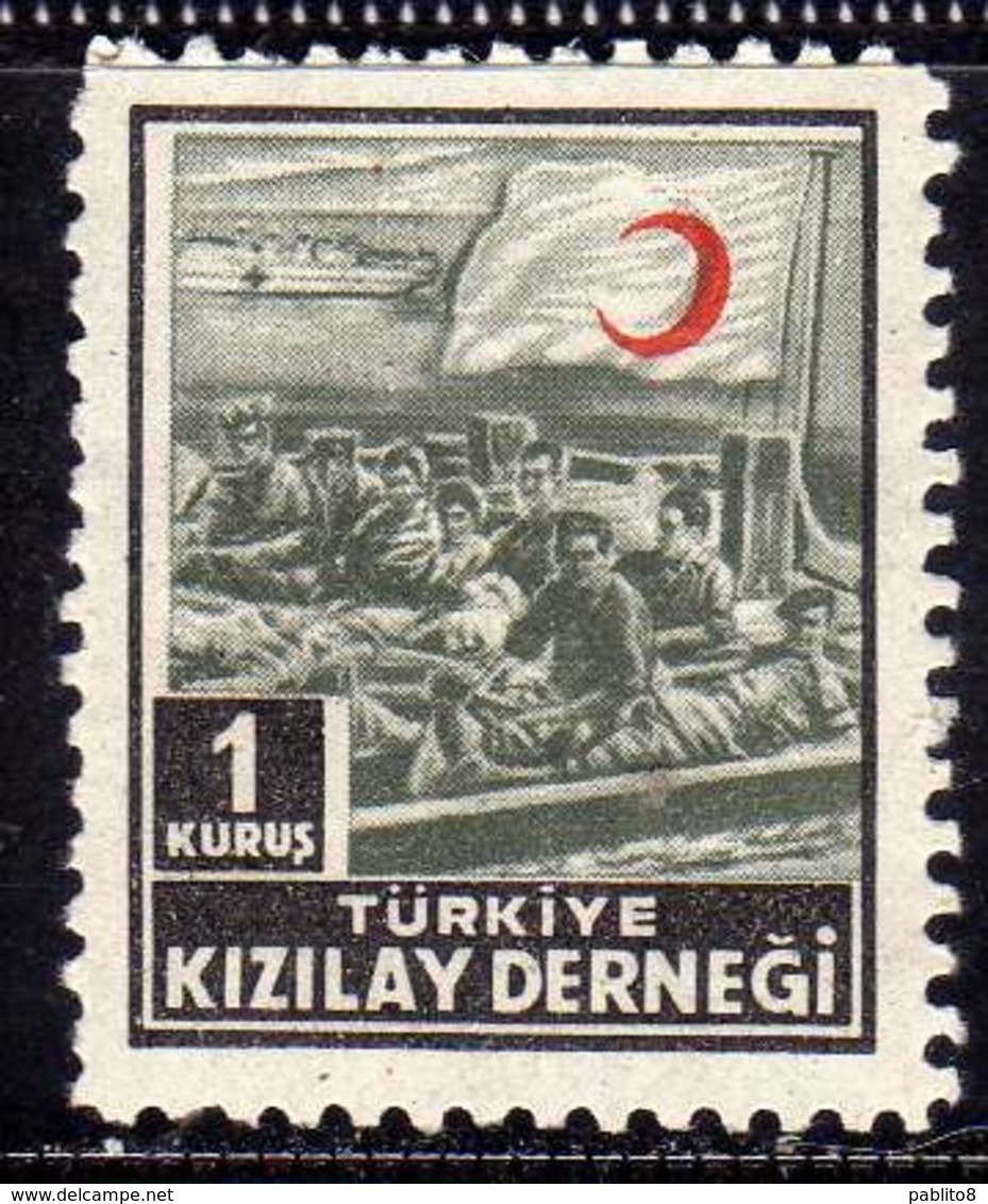 TURCHIA TURKÍA TURKEY 1955 POSTAL TAX SEGNATASSE Wounded Soldiers On Landing Raft 1 K MNH - Strafport