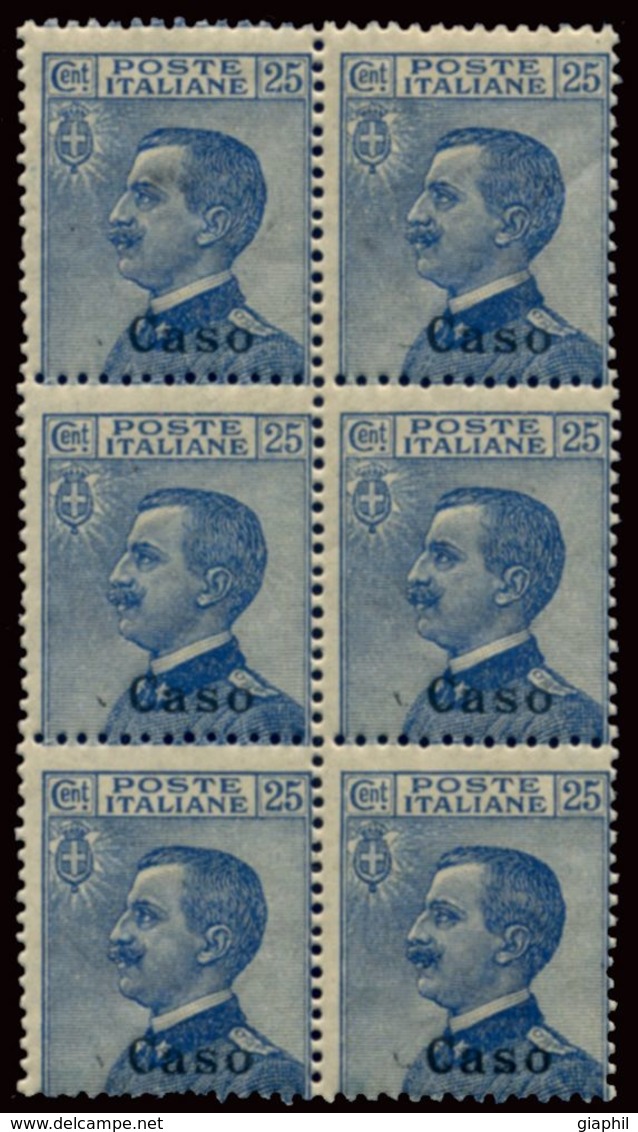 ITALIA ISOLE DELL'EGEO CASO 1912 25 C. (Sass. 5) BLOCCO DI SEI NUOVO INTEGRO ** - Ägäis (Caso)