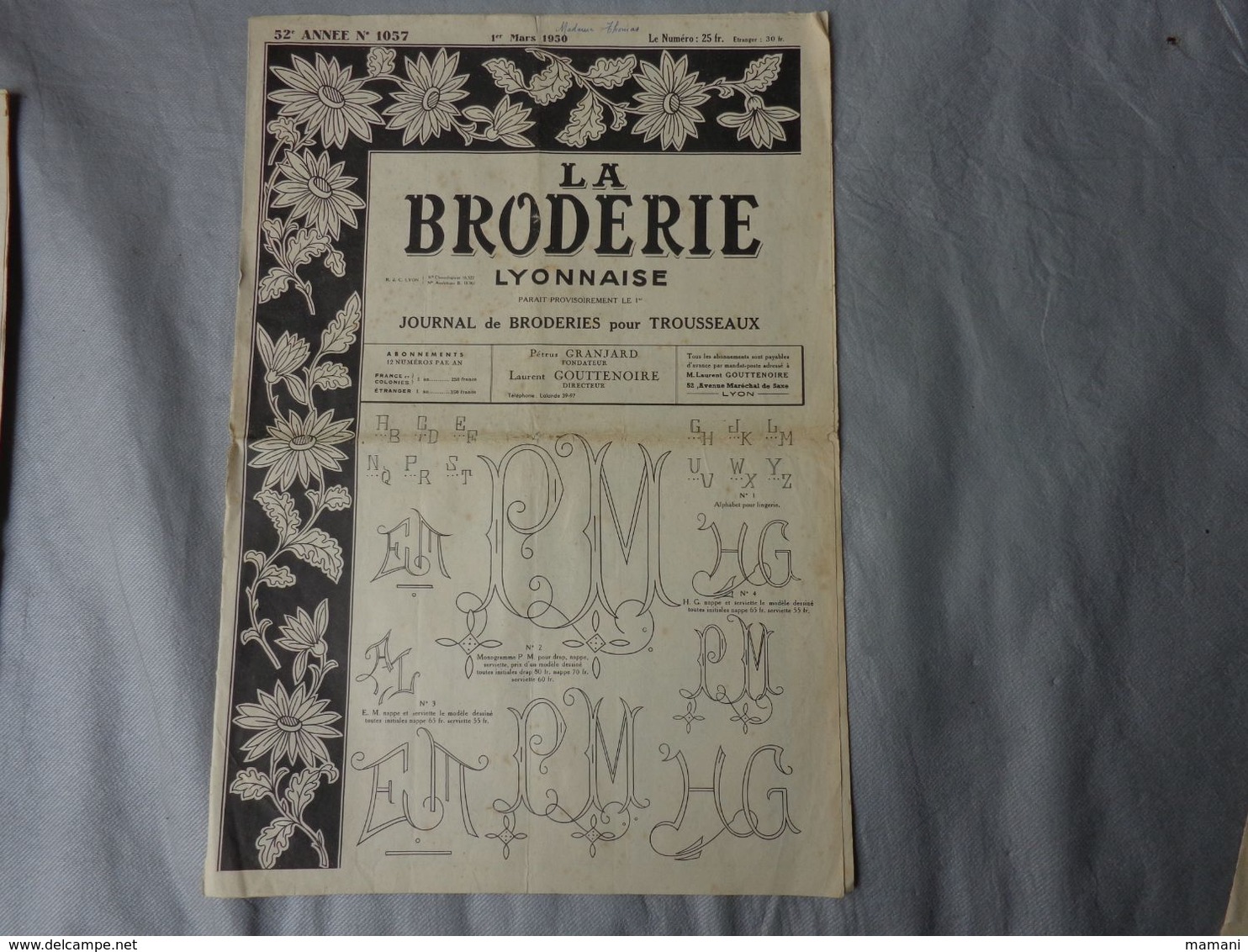 gros lot de 34 -la broderie lyonnaise-le journal des brodeuses-toute la broderie -initiales votre mode