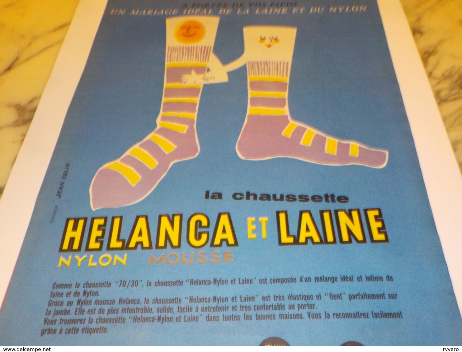 ANCIENNE PUBLICITE  CHAUSSETTE HELANCA ET LAINE   1957 - Autres & Non Classés