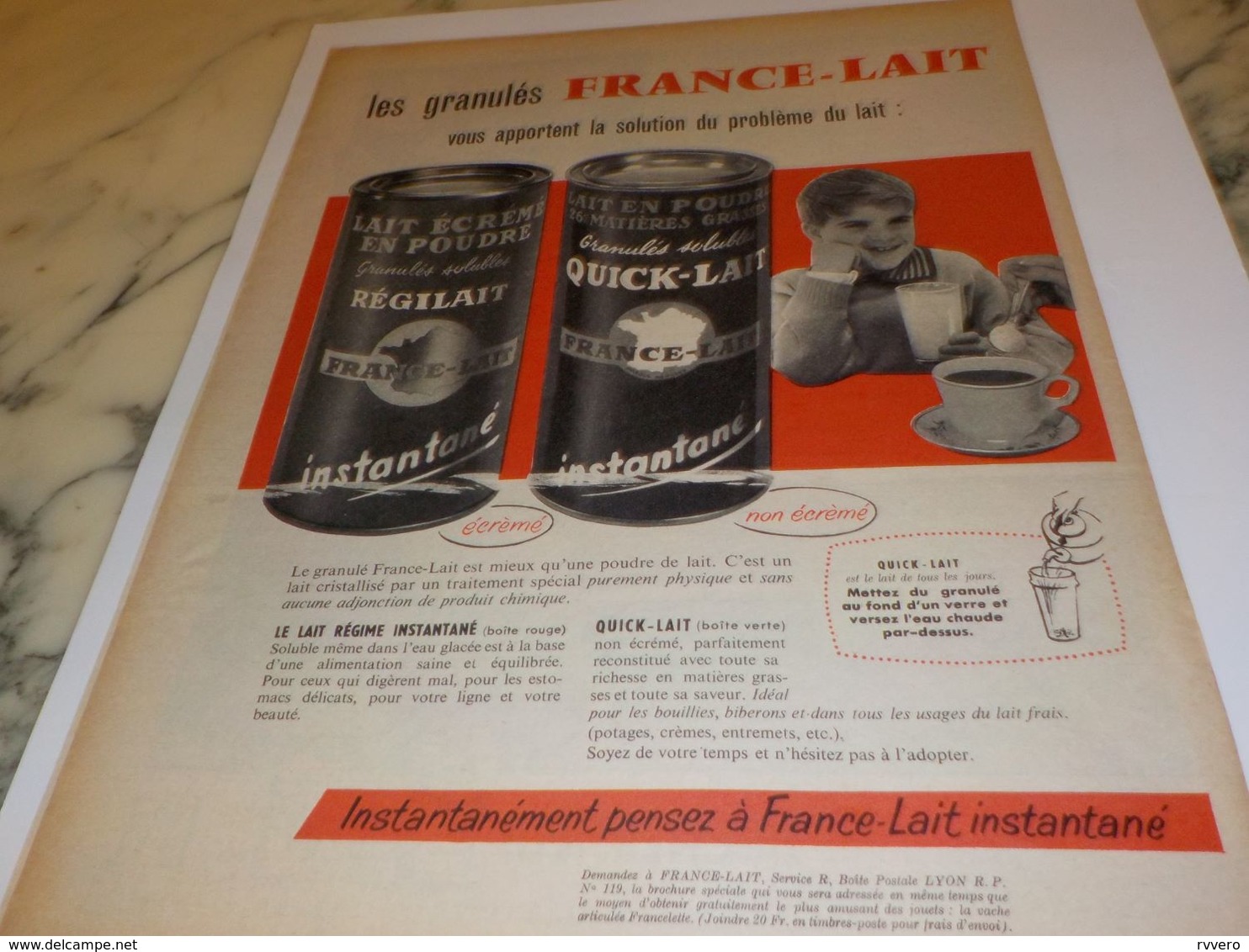 ANCIENNE PUBLICITE GRANULES  FRANCE LAIT 1958 - Affiches