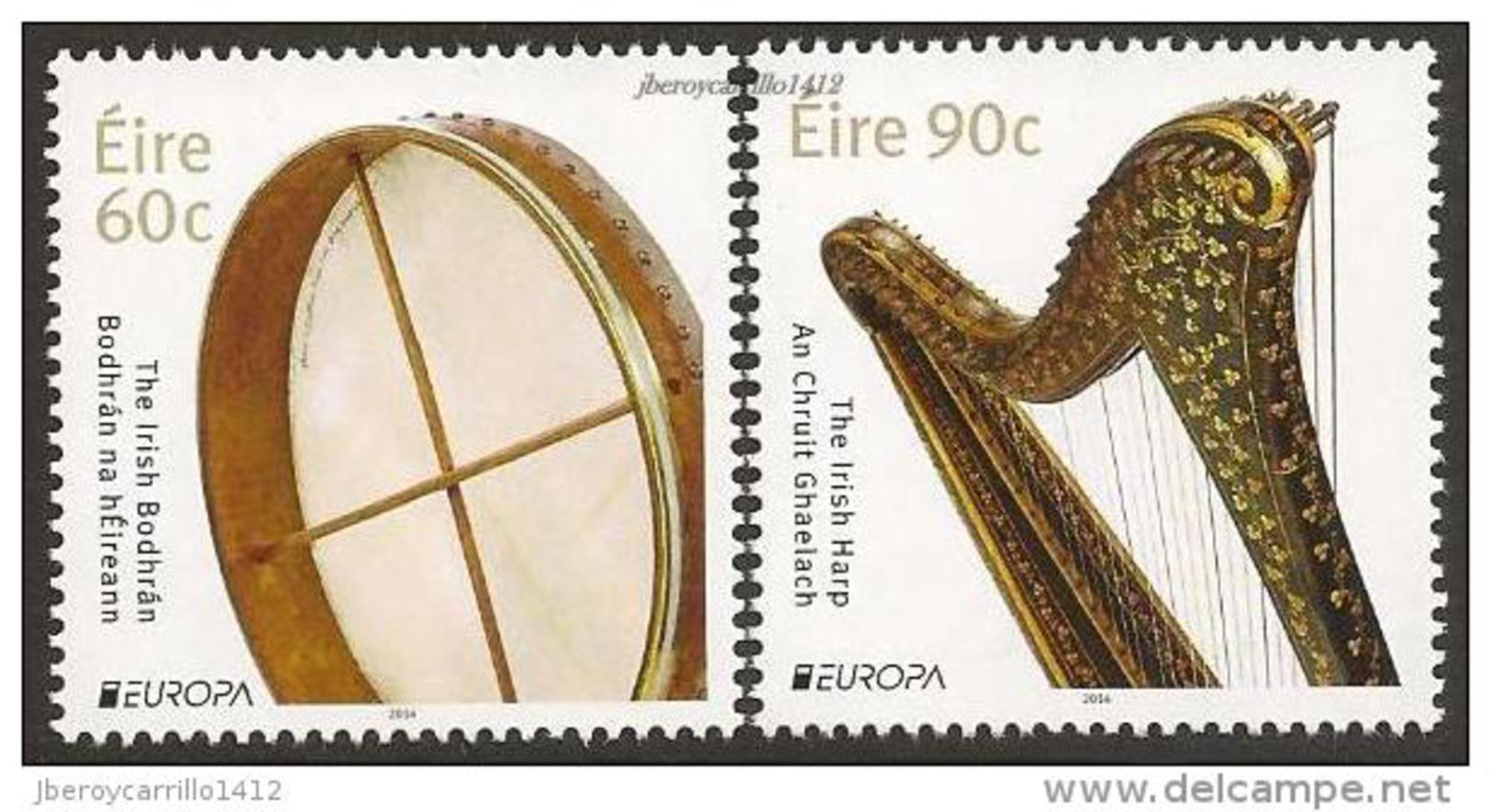 IRLANDA/ IRELAND/ EIRE -  EUROPA 2014-TEMA ANUAL " INSTRUMENTOS MUSICALES NACIONALES"- SERIE De 2 V. - 2014