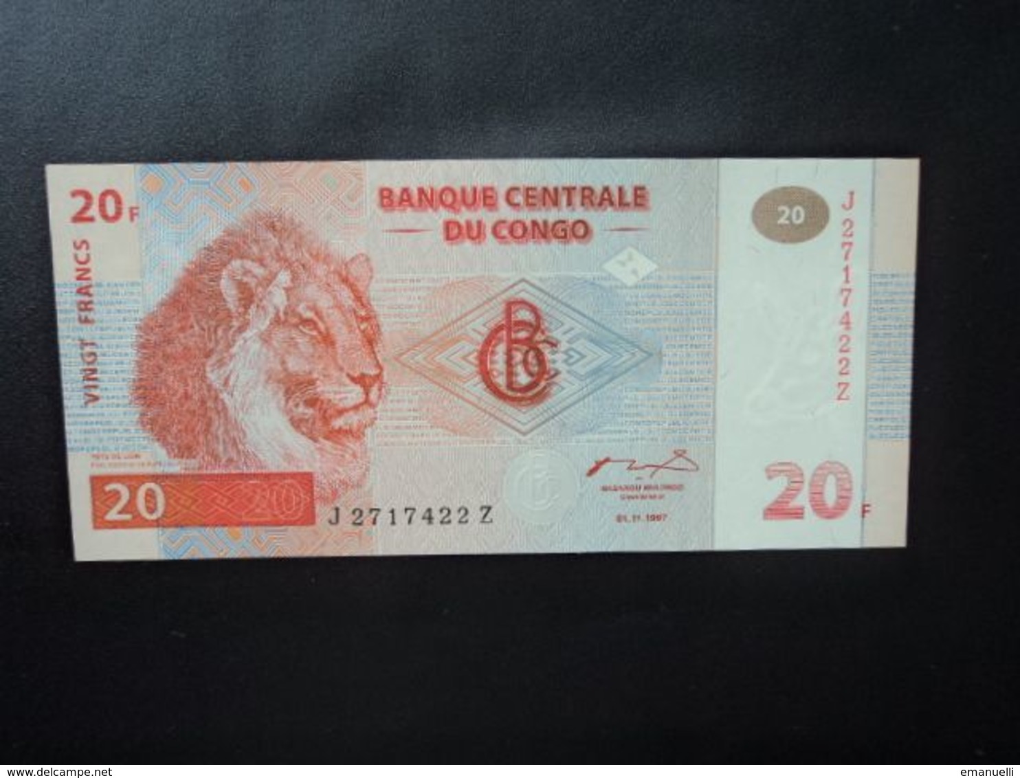 RÉPUBLIQUE DÉMOCATIQUE DU CONGO * : 20 FRANCS   1.11.1997 (1998)   P 88A       NEUF - República Democrática Del Congo & Zaire