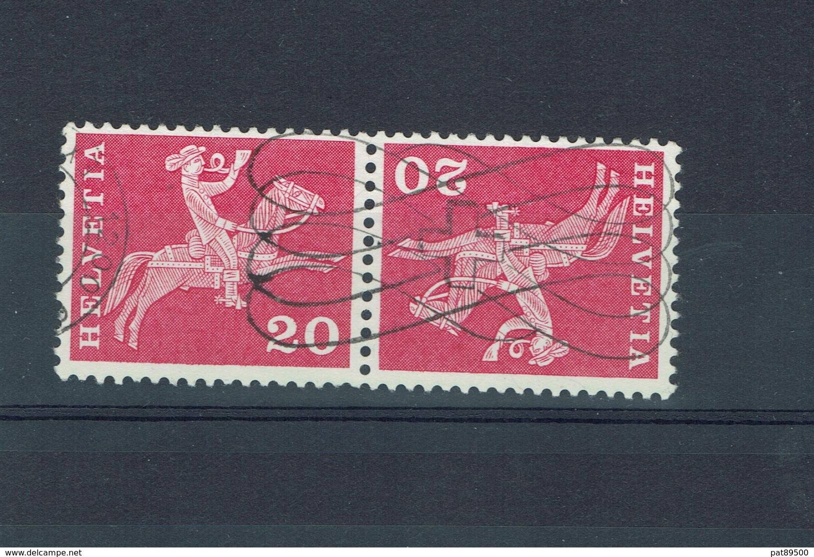 SUISSE 1960  Tete Bêche YT 646c Oblitéré Papier Fluorescent / Rare - Se-Tenant