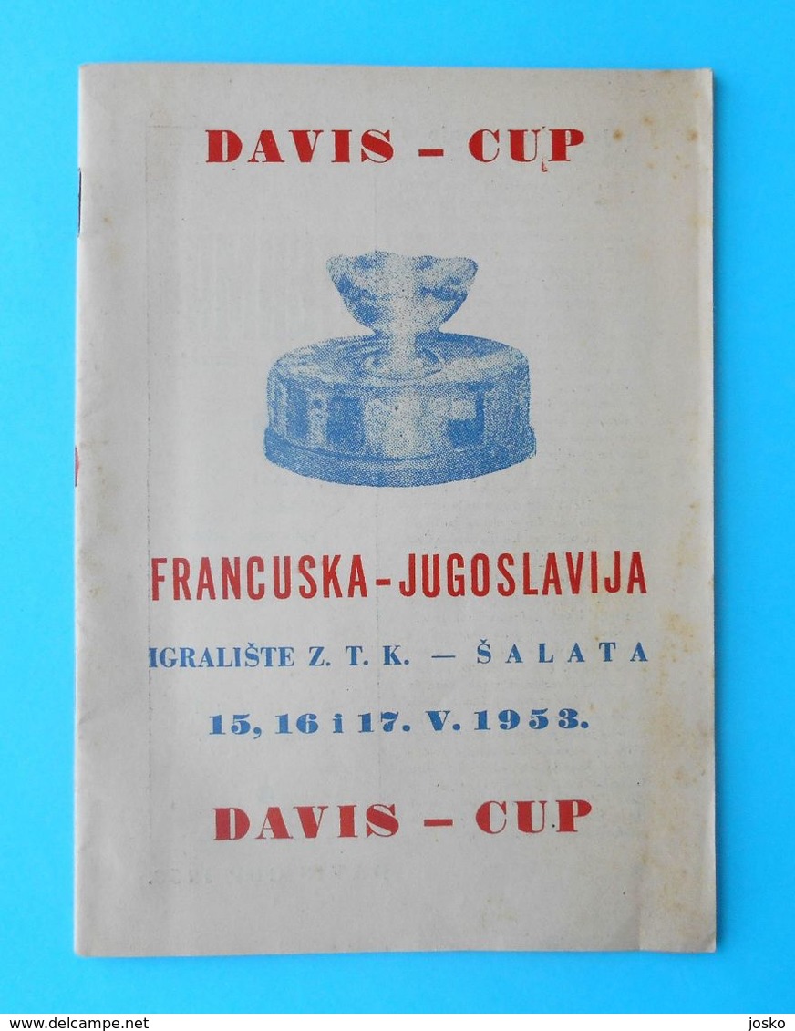 YUGOSLAVIA V FRANCE - 1953 DAVIS CUP ... Vintage Official Tennis Match Programme * Programm Tenis Programma Programa - Altri & Non Classificati
