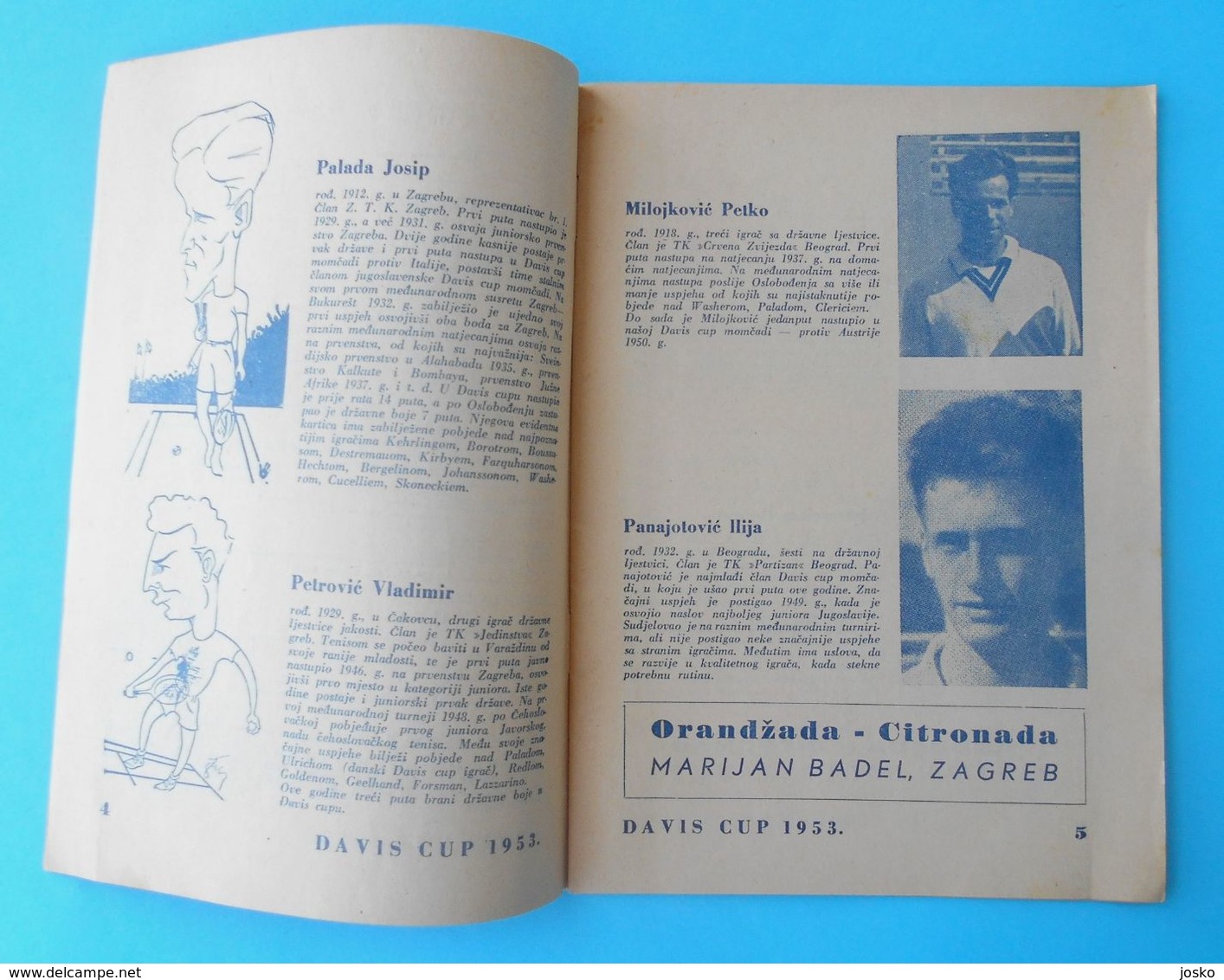 YUGOSLAVIA V FRANCE - 1953 DAVIS CUP ... Vintage Official Tennis Match Programme * Programm Tenis Programma Programa - Sonstige & Ohne Zuordnung
