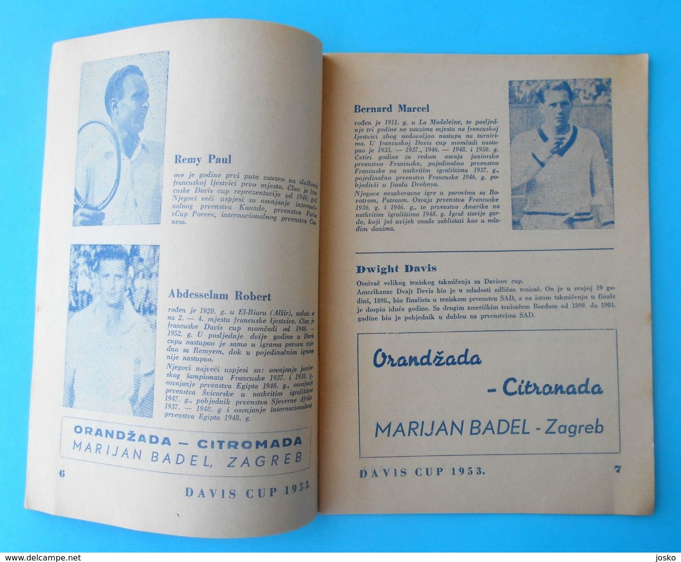 YUGOSLAVIA V FRANCE - 1953 DAVIS CUP ... Vintage Official Tennis Match Programme * Programm Tenis Programma Programa - Andere & Zonder Classificatie