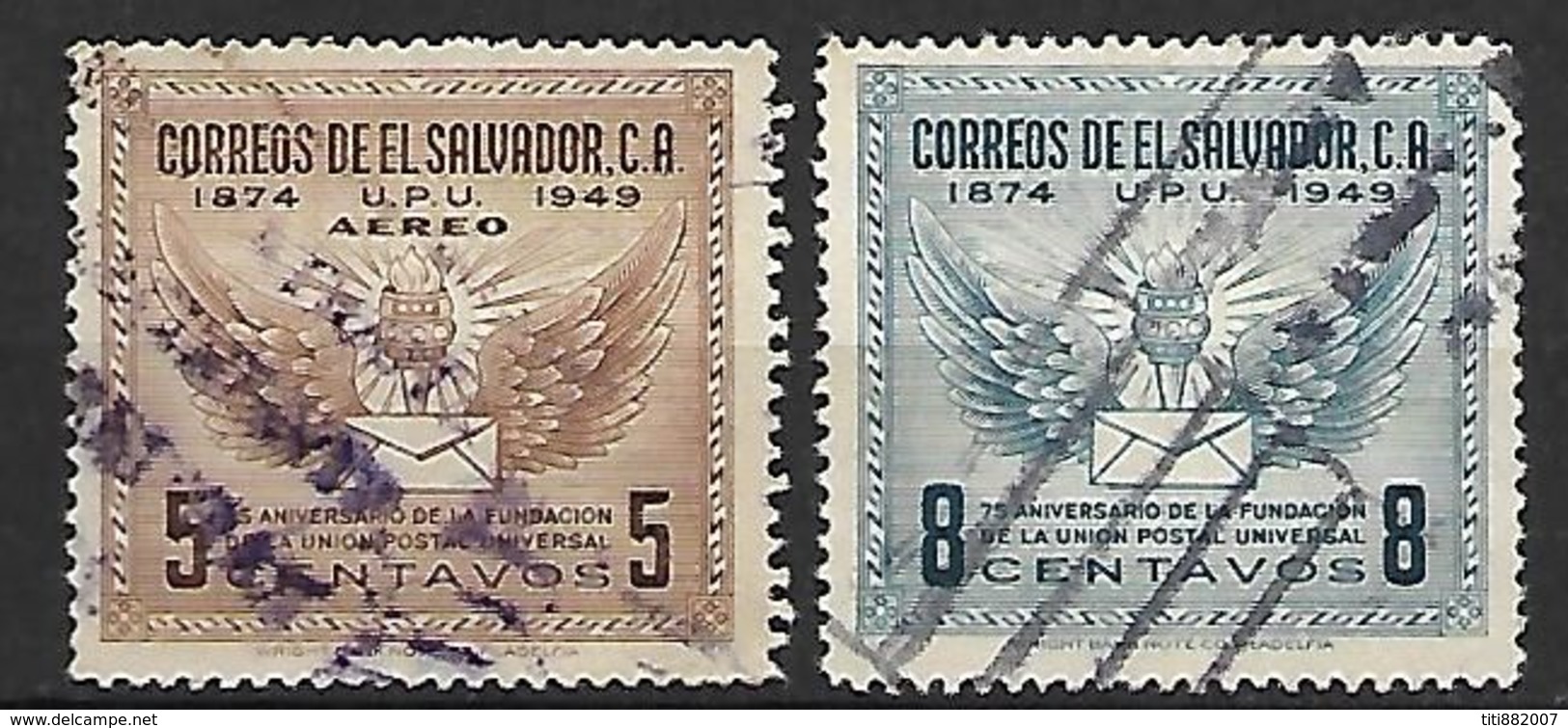 SALVADOR     -   Aéros  -    1949 .  U. P. U.    Oblitérés. - El Salvador