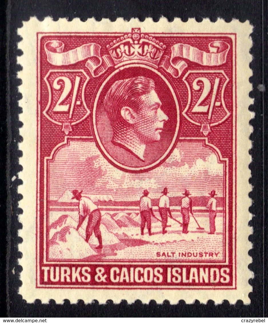 Turks & Caicos 1938 - 45 KGV1 2/-d Bright Rose Carmine Umm SG 203a ( E557 ) - Turks And Caicos