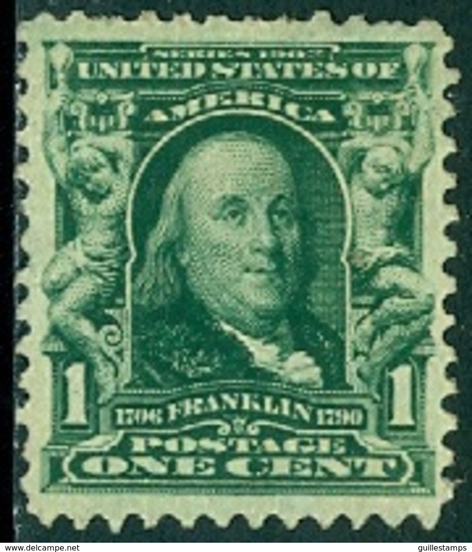 UNITED STATES OF AMERICA 1902-03 1c FRANKLIN, UNUSED WITHOUT GUM - Oblitérés