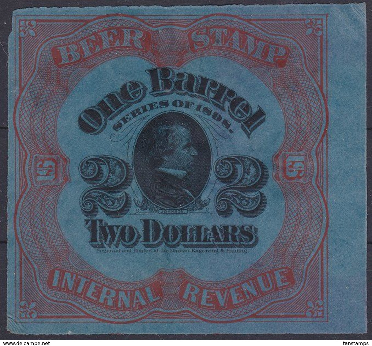 US 1898 $2 1 BARREL BEER REVENUE STAMP #REA63 VFU - Revenues