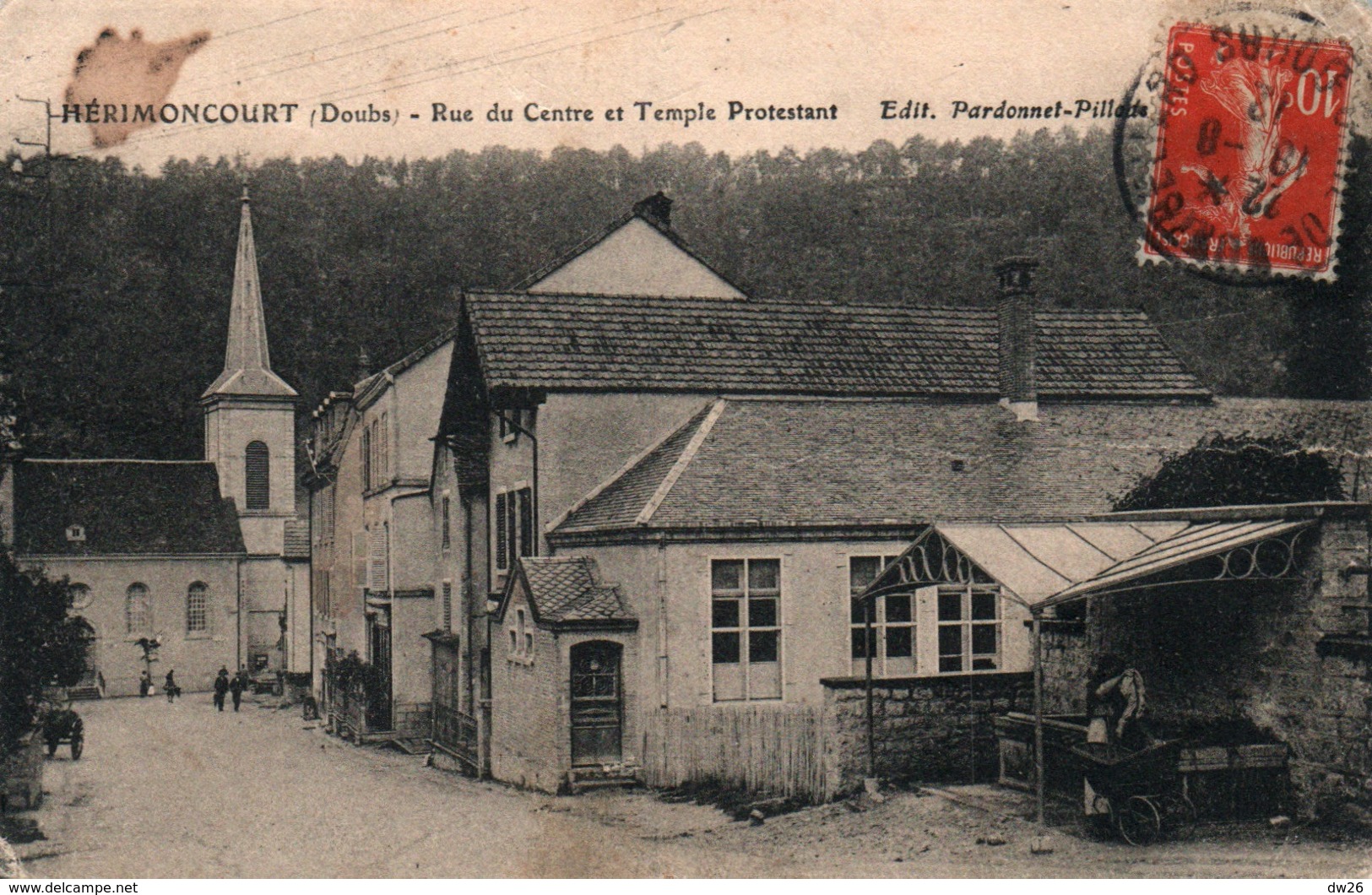 Hérimoncourt (Doubs) Rue Du Centre Et Temple Protestant - Edition Pardonnet-Pillods - Otros & Sin Clasificación