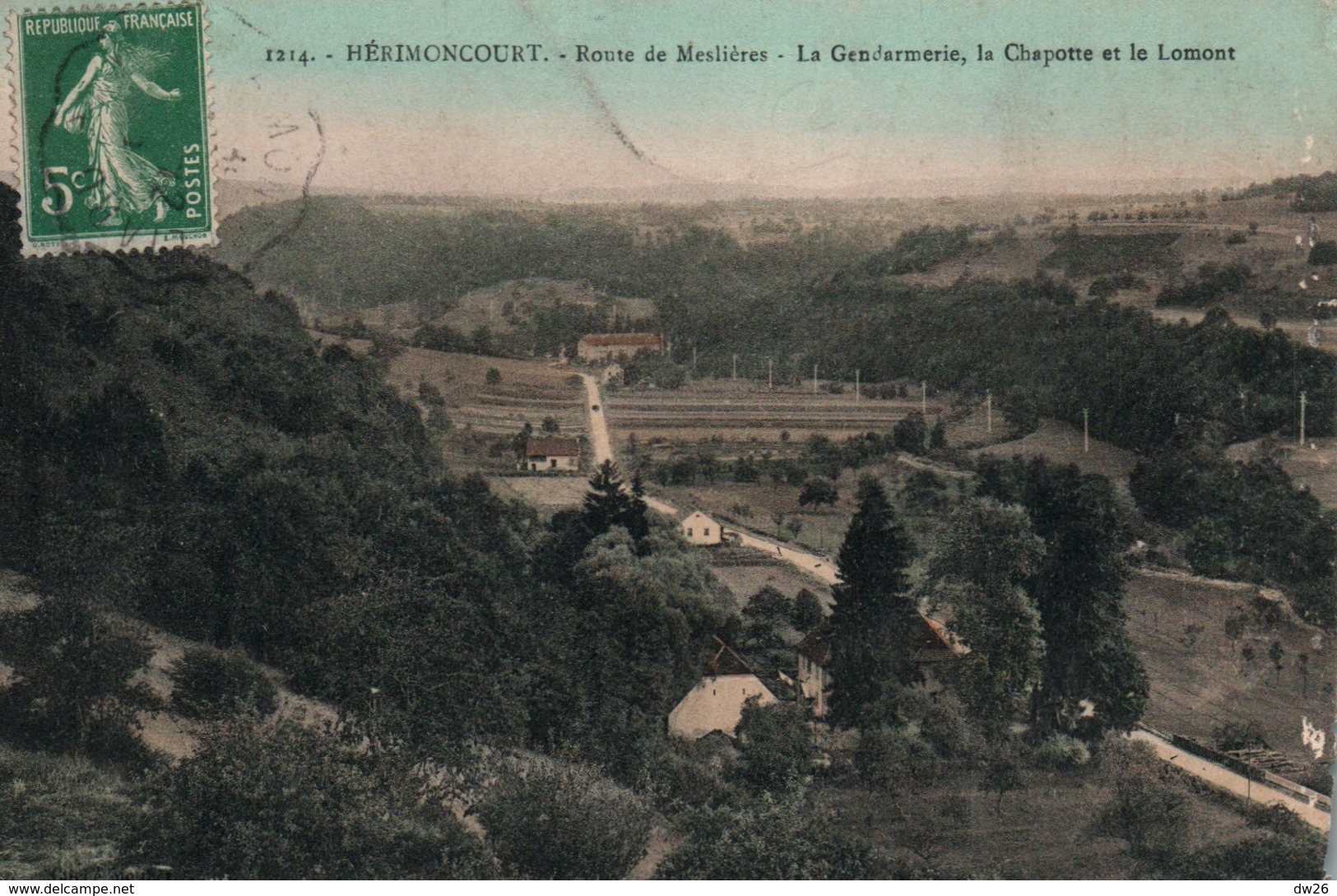 Hérimoncourt (Doubs) Route De Meslières, La Gendarmerie, La Chapotte Et Le Lomont - Carte Metthez Colorisée N° 1214 - Otros & Sin Clasificación