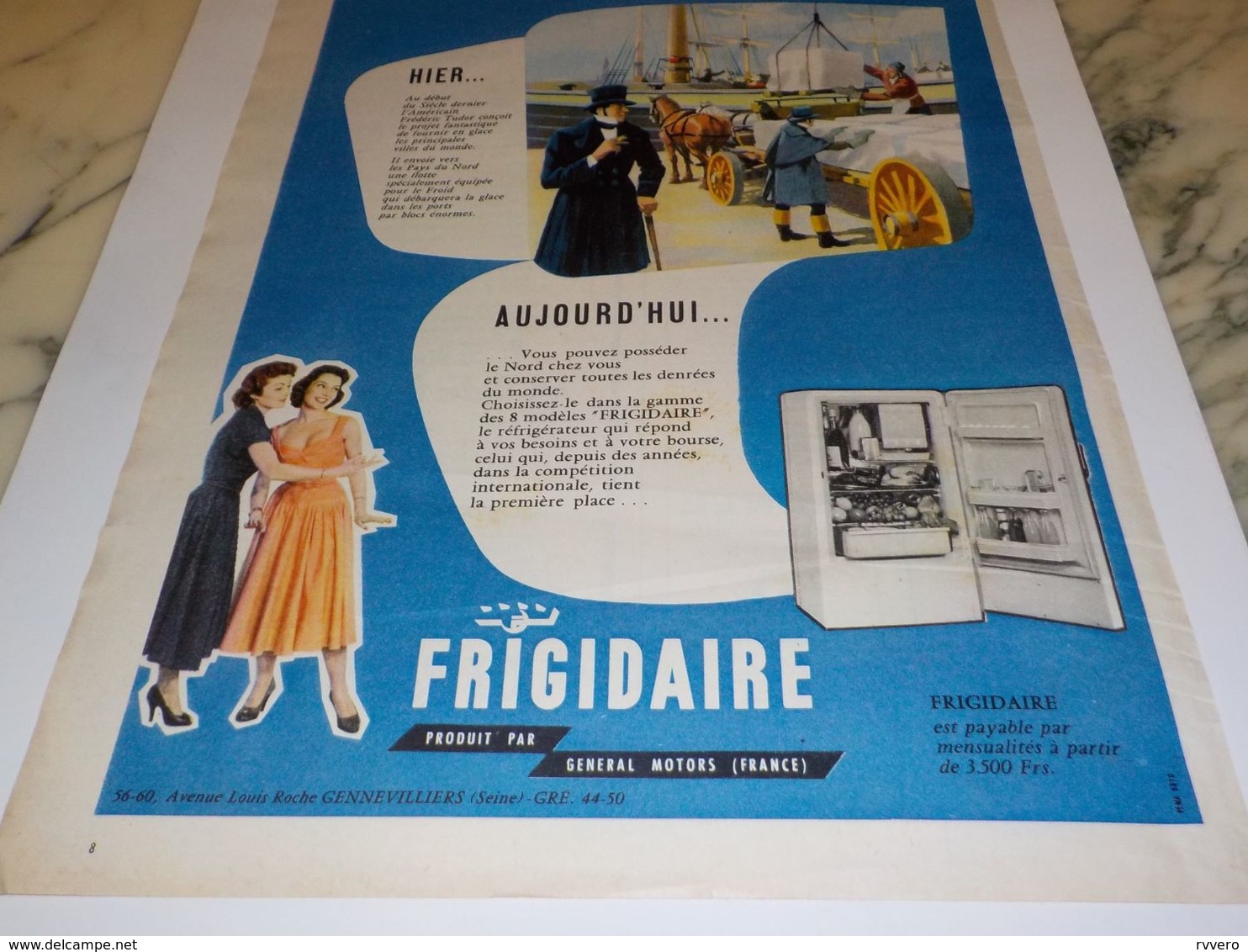 ANCIENNE PUBLICITE HIER ET AUJOURD HUI FRIGIDAIRE  1956 - Other Apparatus