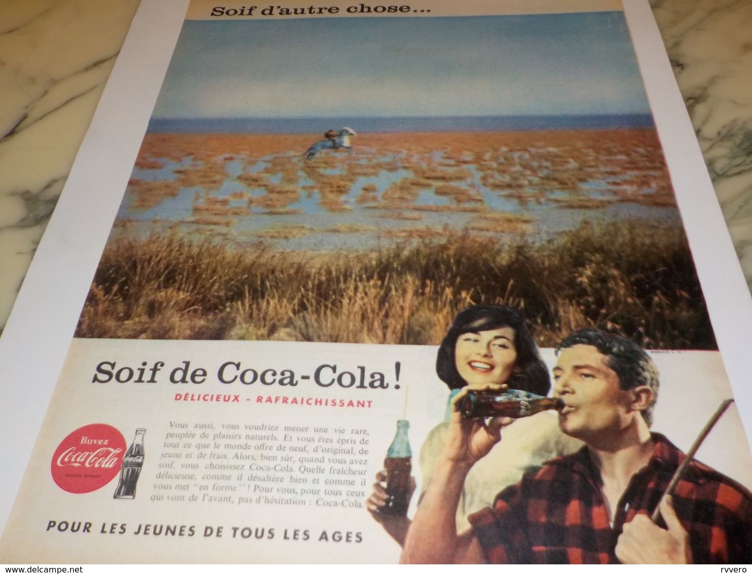 ANCIENNE PUBLICITE CAMARGUE SOIF D AUTRE CHOSE SOIF DE  COCA COLA 1958 - Reclame-affiches